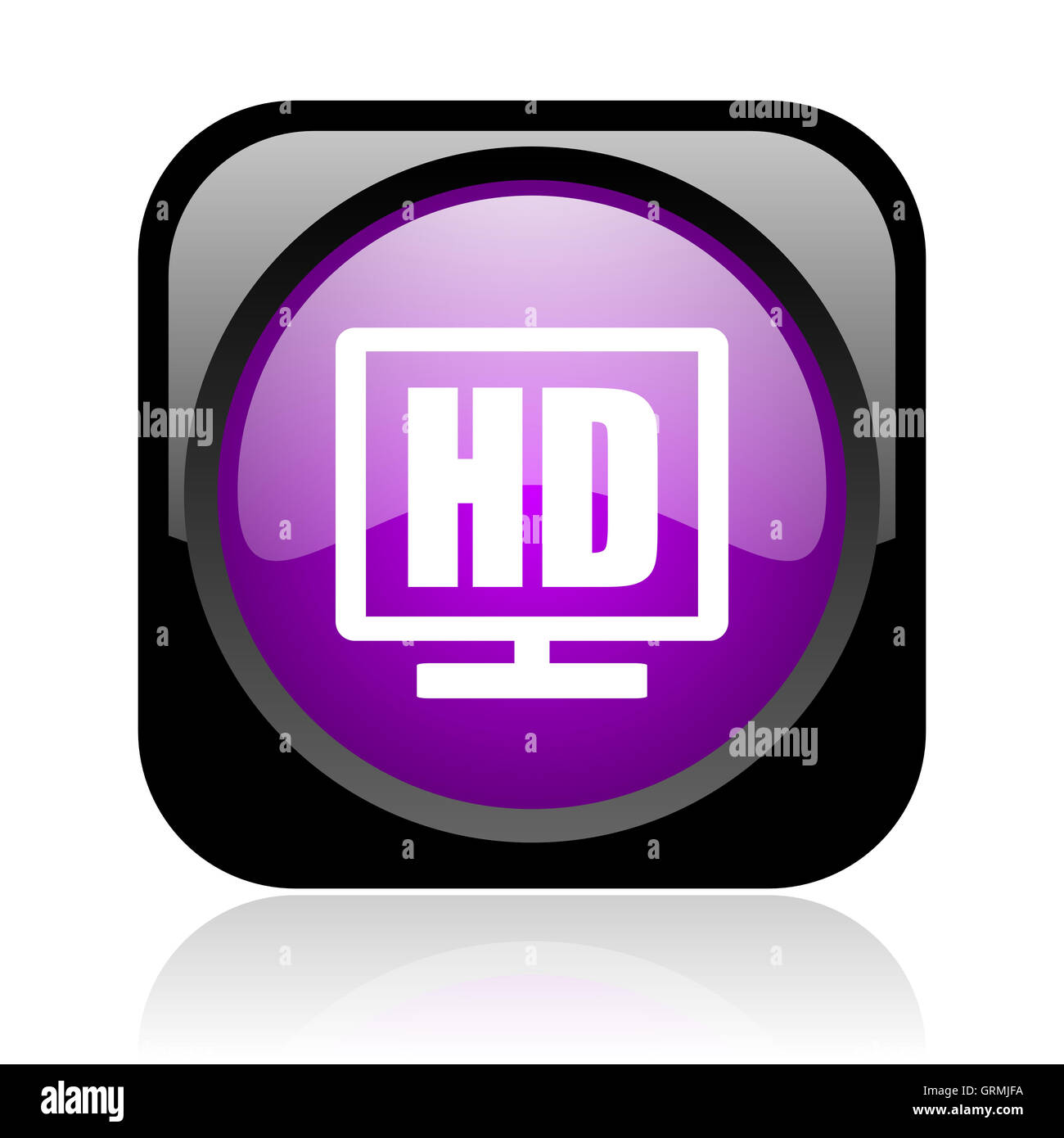 HD-Display schwarz und violett Quadrat Web-glänzend-Symbol Stockfoto