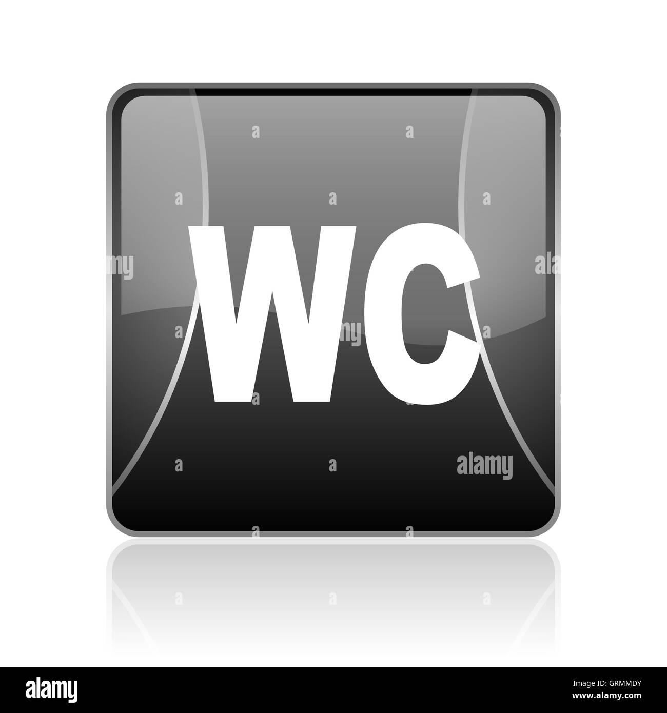 WC schwarz Quadrat Web glänzende Symbol Stockfoto