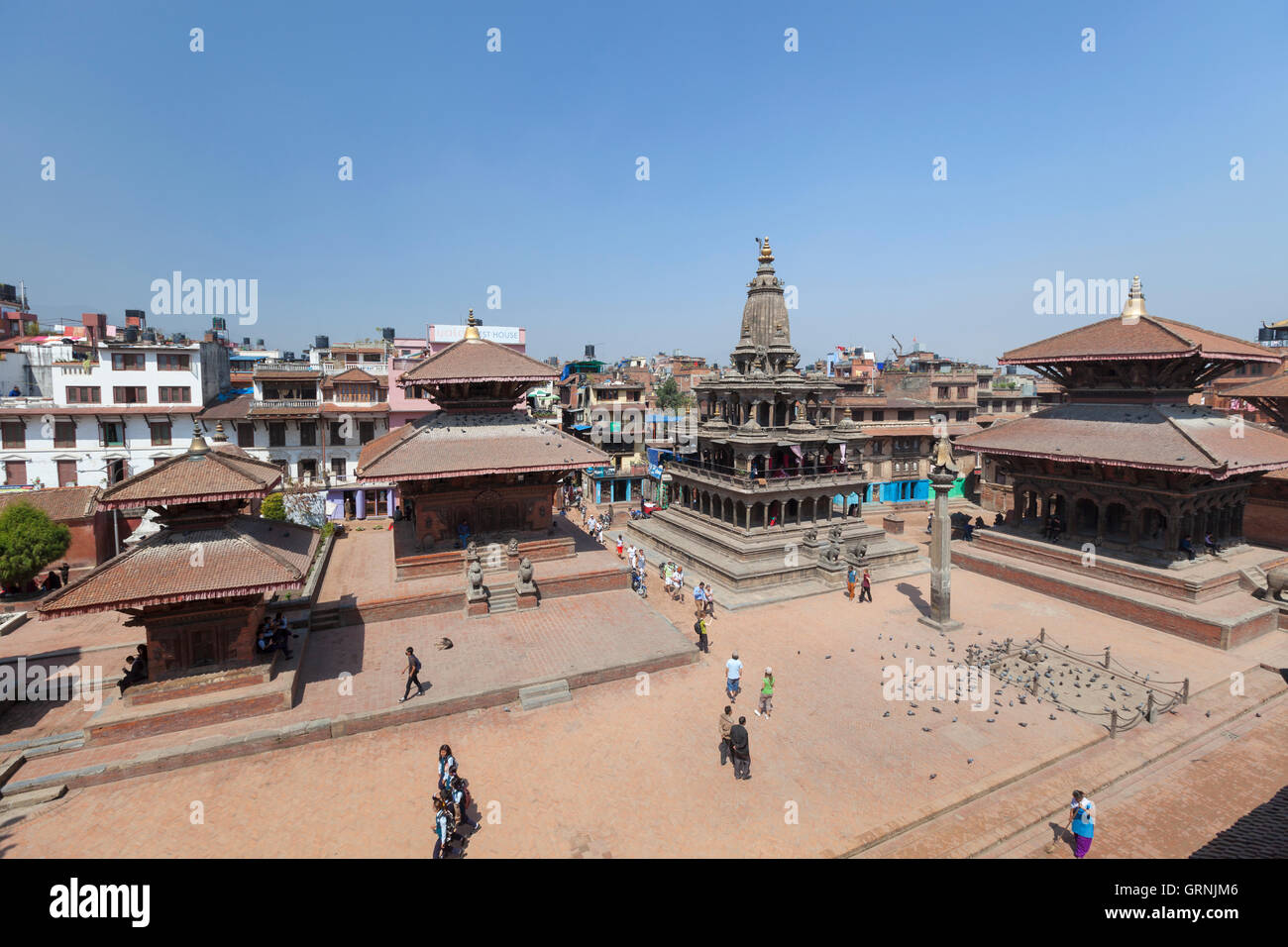 Vishnu-Tempel, Jagannarayan Tempel und Krishna-Tempel am Durbar Square, Patan, Nepal Stockfoto