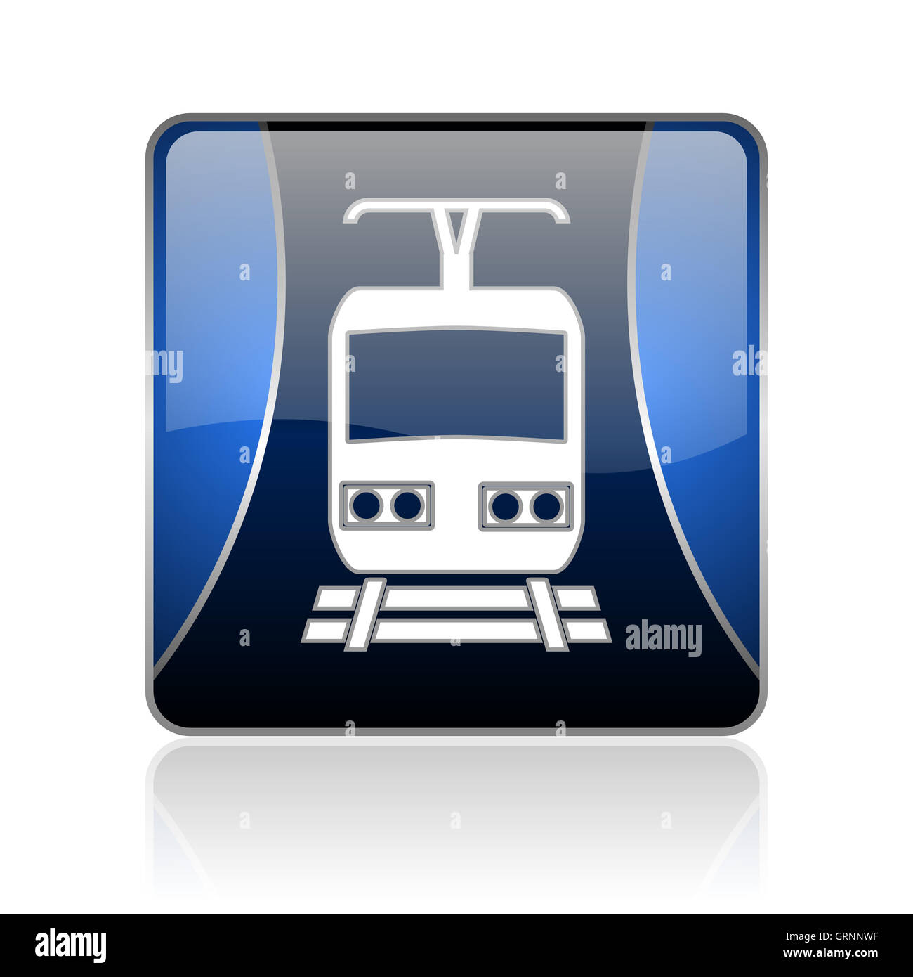 Trainieren Sie glänzend blaue quadratische Web-Symbol Stockfoto