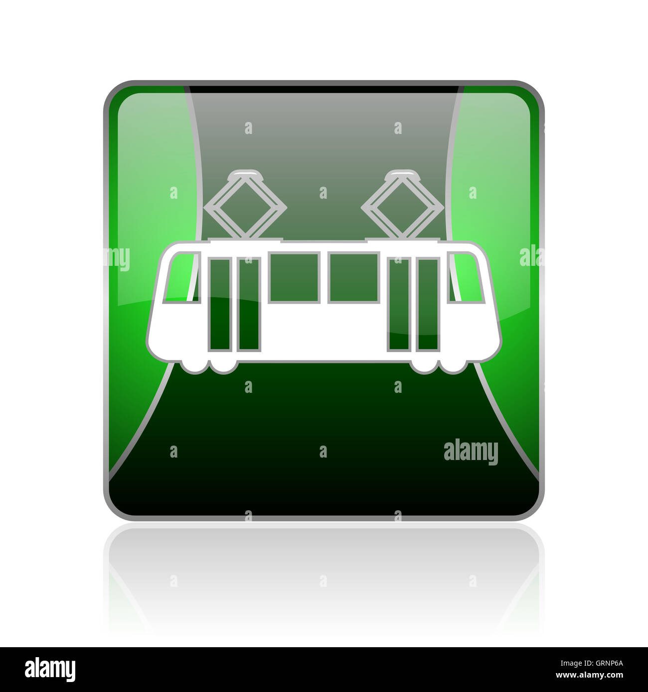 Straßenbahn-schwarz und grün quadratisch glänzend Web-Symbol Stockfoto