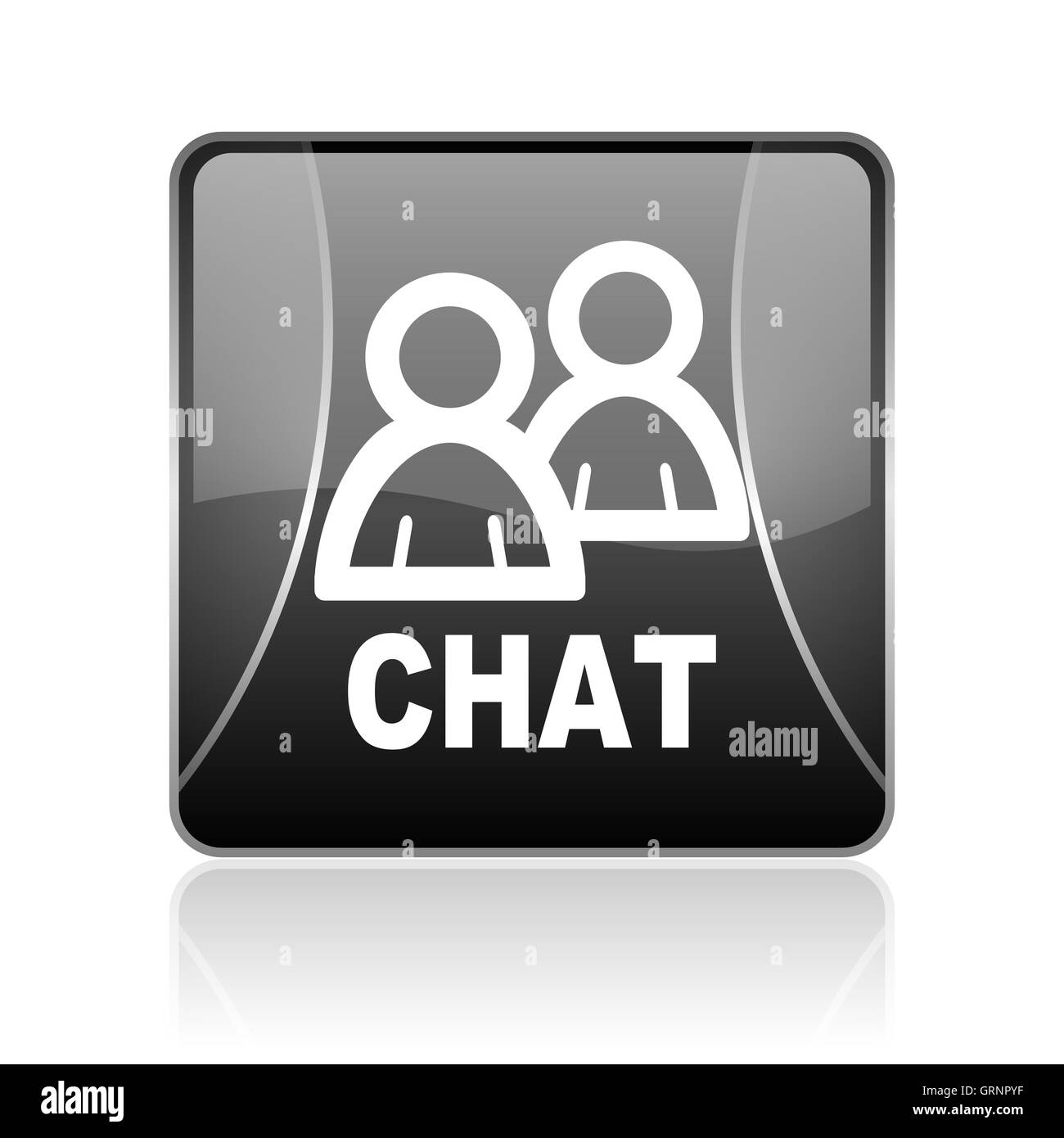 glänzend schwarze Quadrat Web Chatsymbol Stockfoto