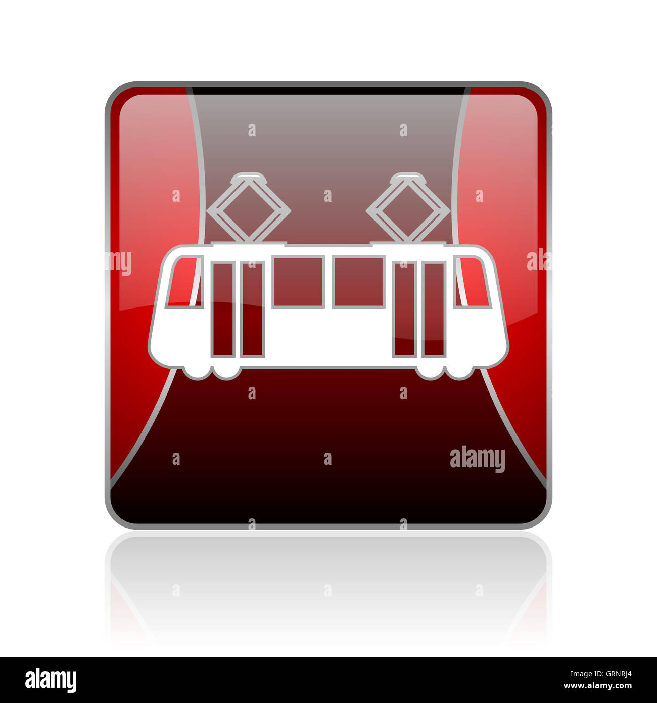 rotes Quadrat Web glänzende Symbol Straßenbahn Stockfoto