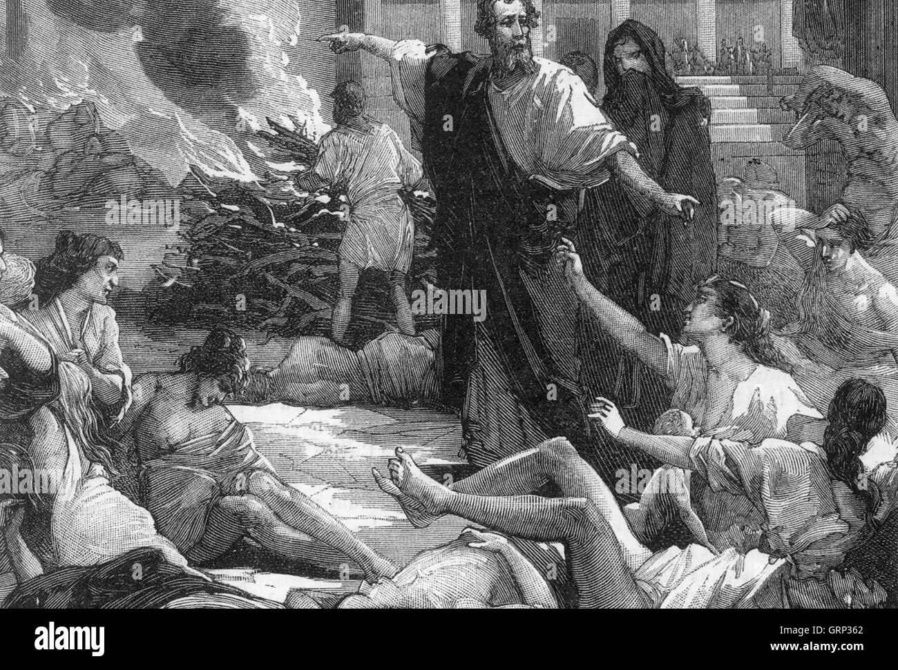 Pest von Athen 430 v. Chr. als gedacht, in einem 19. Jahrhundert Gravur Stockfoto