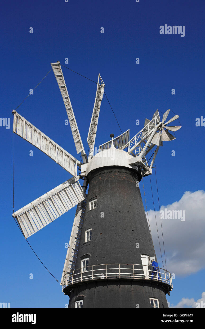 Einzigartige acht Segeln Windmühle Heckington, Lincolnshire. Stockfoto