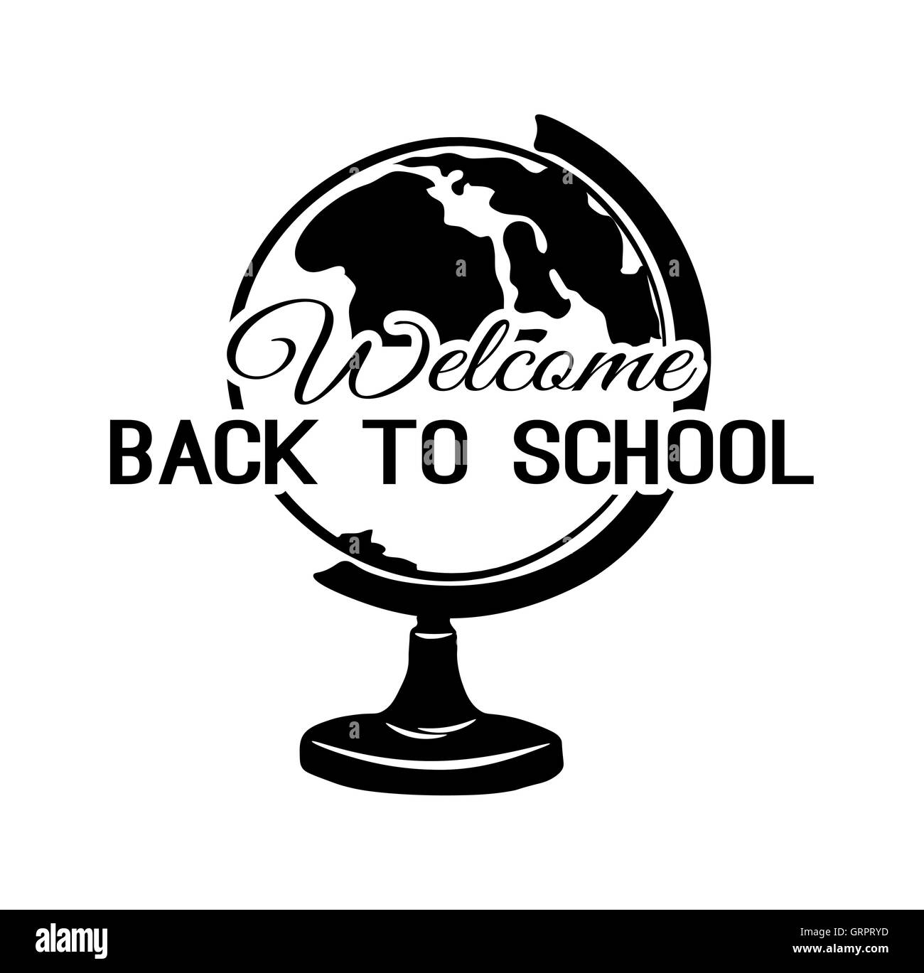 Zurück zu Schule Titeltexte mit Globe Label. Vektor-Illustration. Stock Vektor