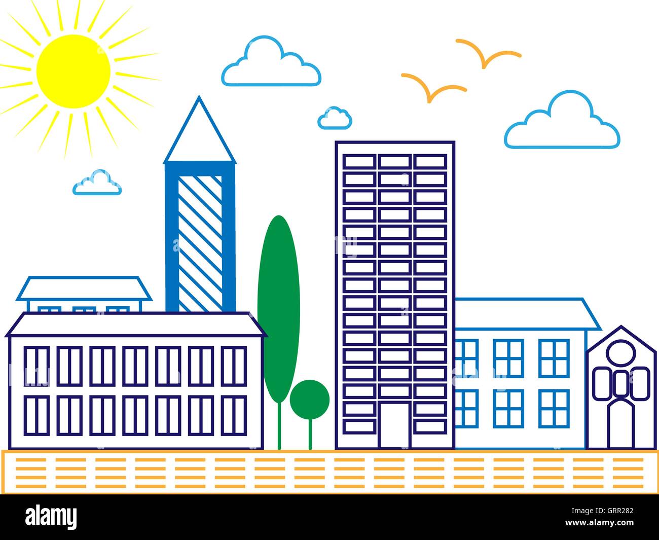 Skyline von detailliertes Stadtsilhouette. Trendige Vektor-Illustration, Kunst Linienstil. Vektor Stock Vektor