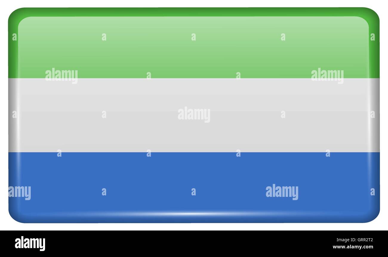SIERRA lEONE in Form eines Magneten auf Kühlschrank mit Reflexionen Licht kennzeichnet. Vektor Stock Vektor