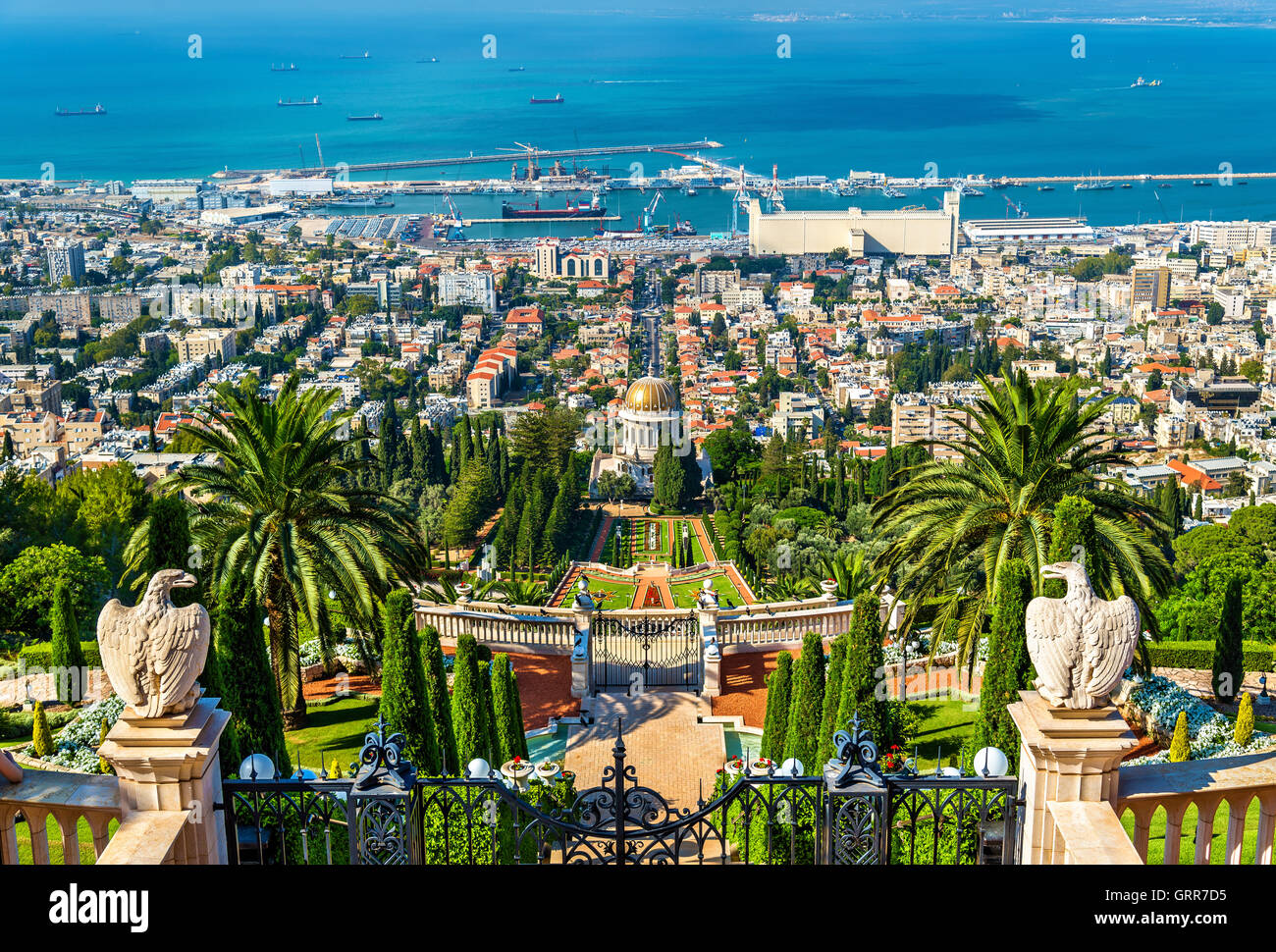 Blick über die Bahai-Gärten in Haifa Stockfoto