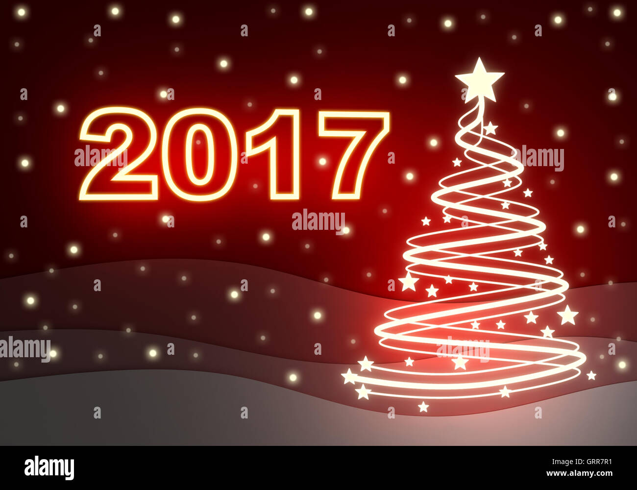 Silvester rote Karte und 2017 Zeichen (in 3D-Rendering getan) Stockfoto Silvester rote Karte und 2017 Zeichen (in 3D-Rendering getan) Stockfoto