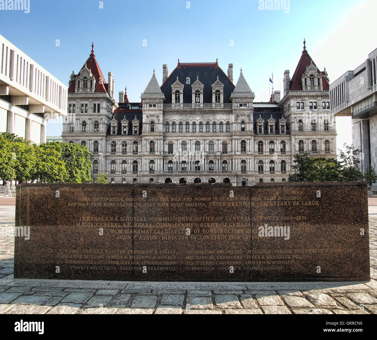 Albany, New York, USA. September, 4,2016. Gedenkstein vor hat der New York State Capitol in Ehre es Architekt Stockfoto