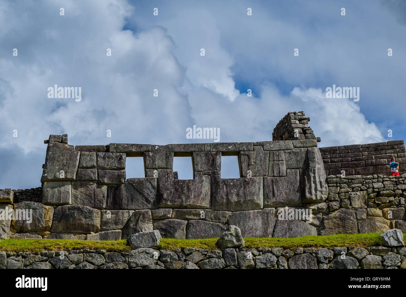 MACHU PICCHU, CUSCO REGION, PERU - 4. Juni 2013: Details des Wohngebietes von 15. Jahrhundert Inka-Zitadelle Machu Picchu Stockfoto