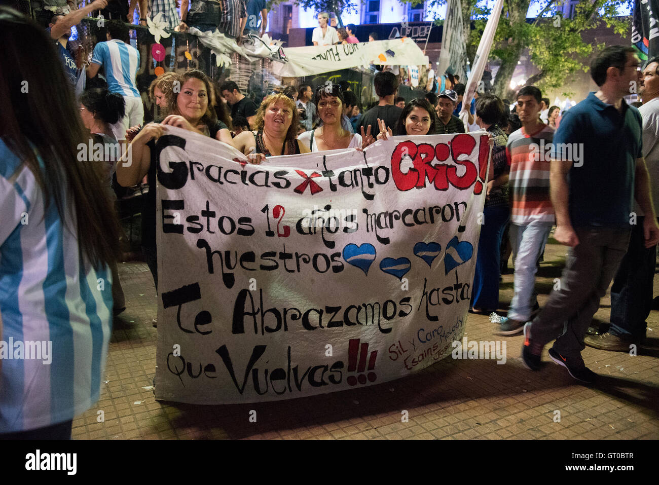 Buenos Aires, Argentinien. 9. Dezember 2015. Rallye-Tag für die argentinische Präsidentin Cristina Fernandez de Kirchner an ihrem letzten Tag in Kraft. Stockfoto