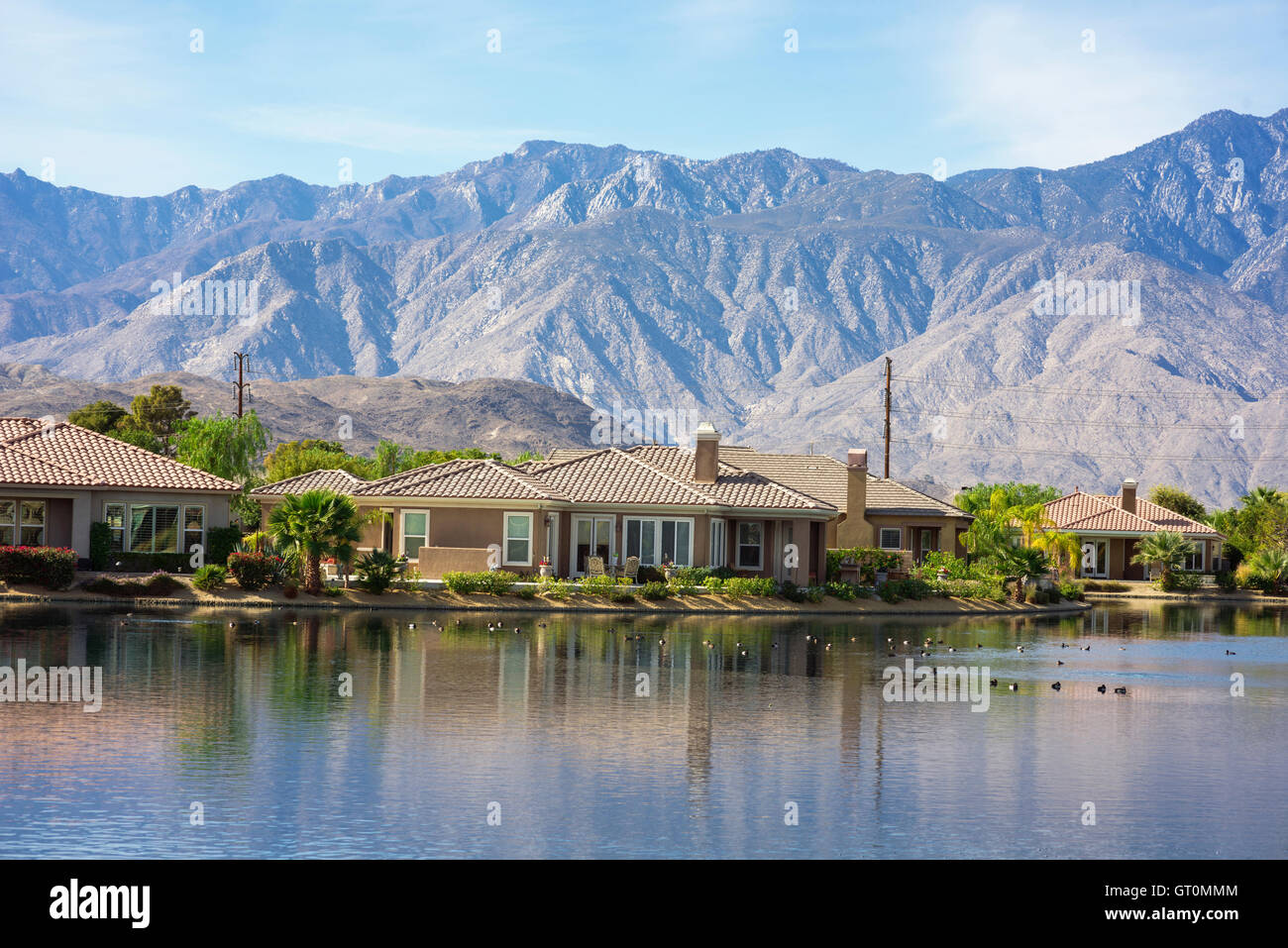 Sonnigen Wüste nach Hause Lebensstil in Wohnanlage in Rancho MIrage, Kalifornien Coachella Valley Stockfoto