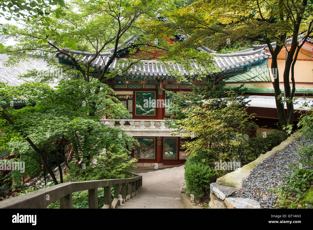 Chungcheongbuk-Do, Südkorea - 29. August 2016: Guinsa Tempel in Sobaek Berge, Südkorea Stockfoto