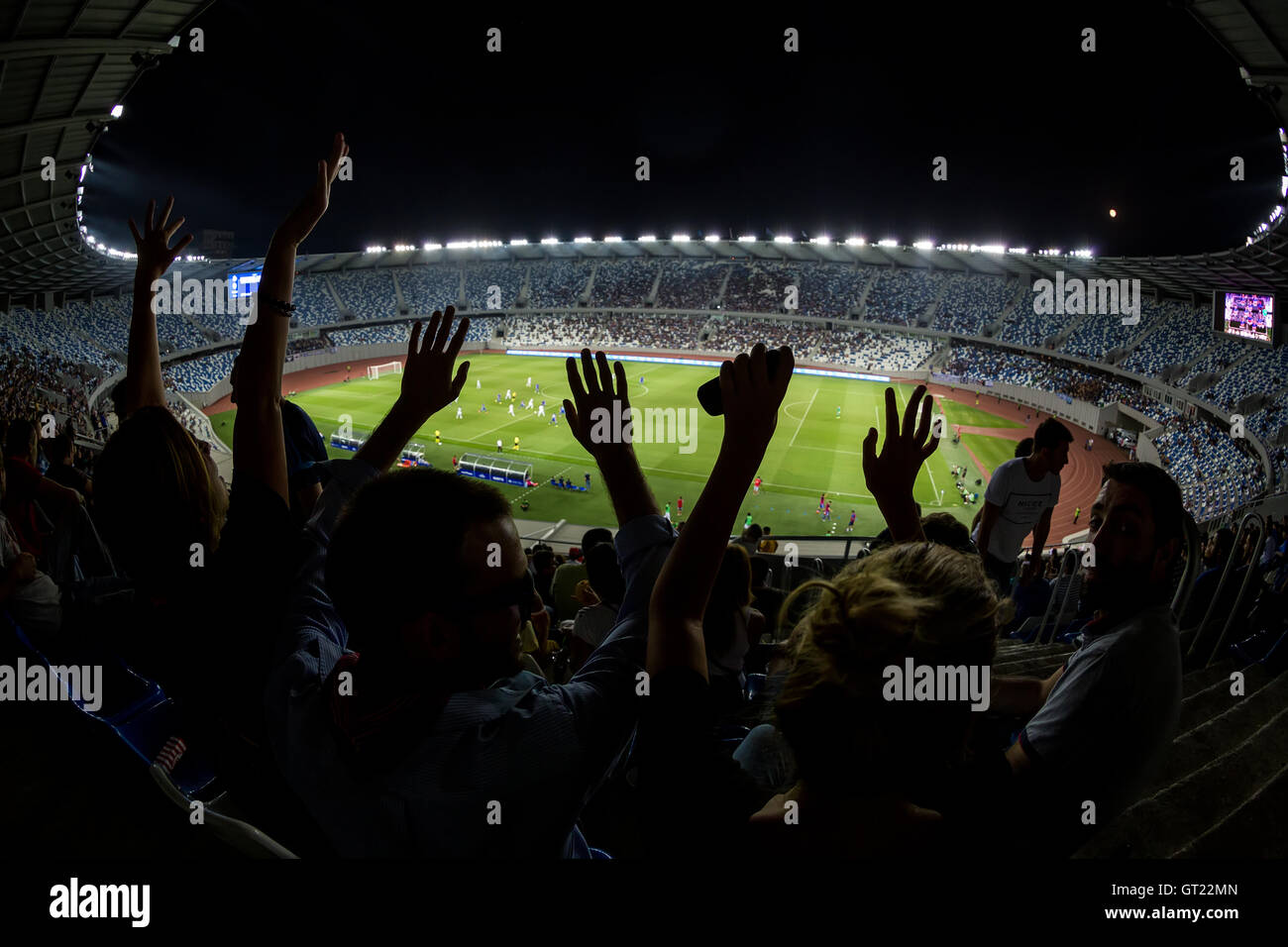 Tiflis, Georgien - 18. August 2016: Innenansicht des Boris Paichadze Dinamo Arena während der UEFA Europa League, erste Runde Stockfoto