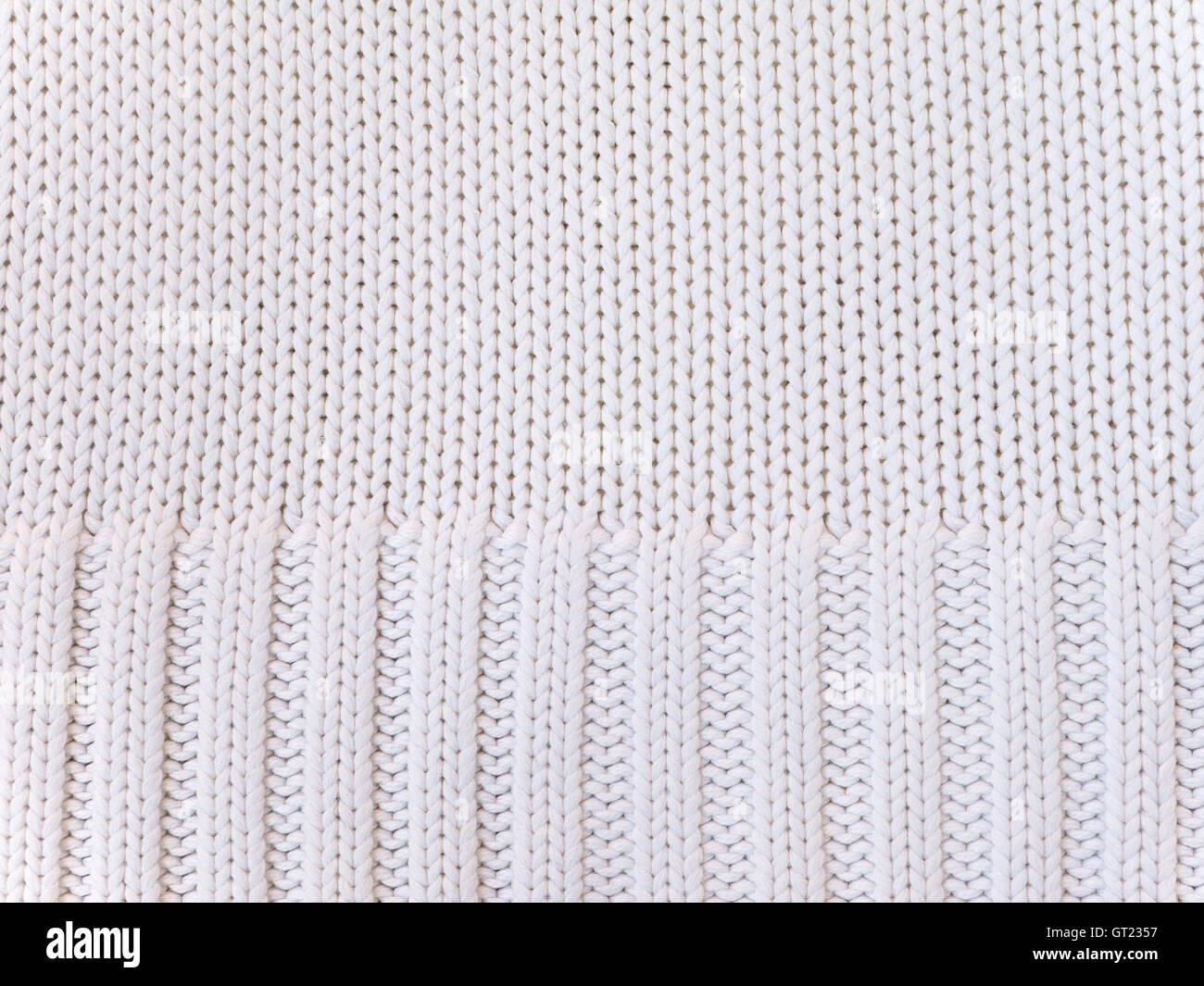 Weiße gestrickte Baumwolle Stoff kühles Wetter Hintergrund Stockfoto