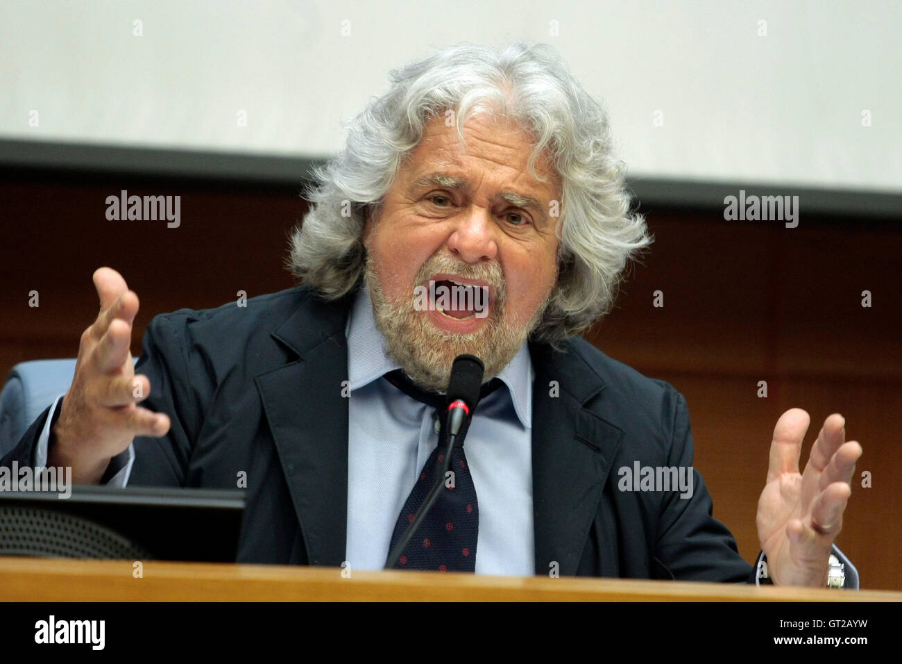 Beppe Grillo Rom 8. September 2016 Bewegung 5 Sterne feiern. Foto Samantha Zucchi Insidefoto Stockfoto