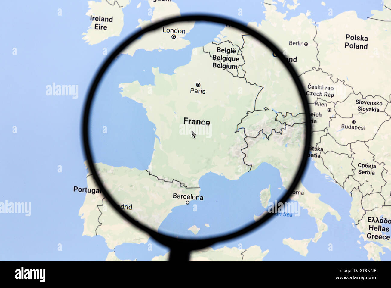 google maps frankreich karte Karte Von Frankreich Auf Google Maps Unter Die Lupe Stockfotografie Alamy google maps frankreich karte