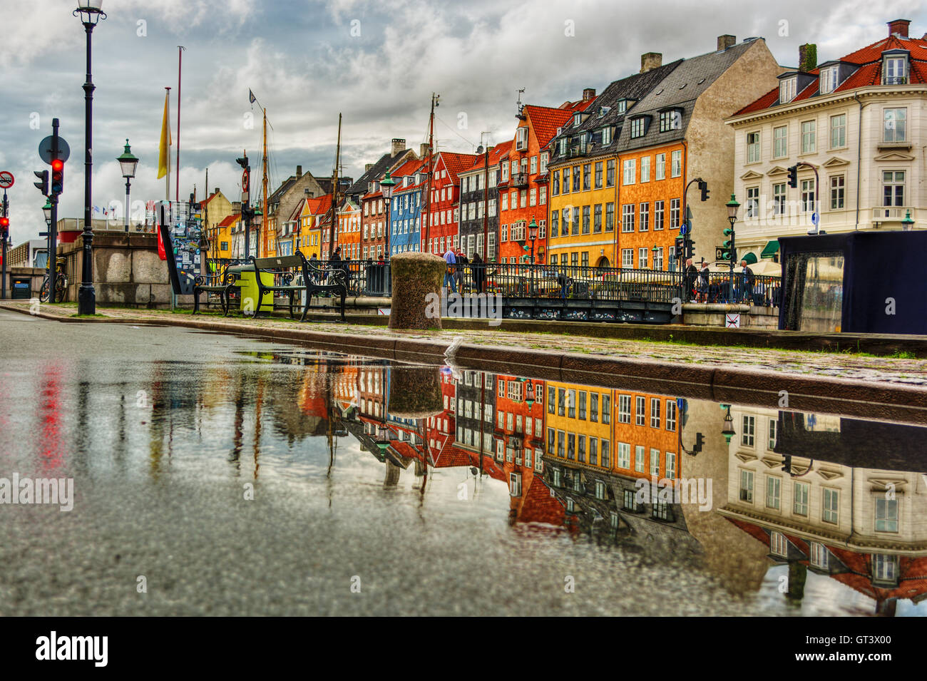 Juli 2016, Fassaden von Kopenhagen (Dänemark), HDR-Technik Stockfoto