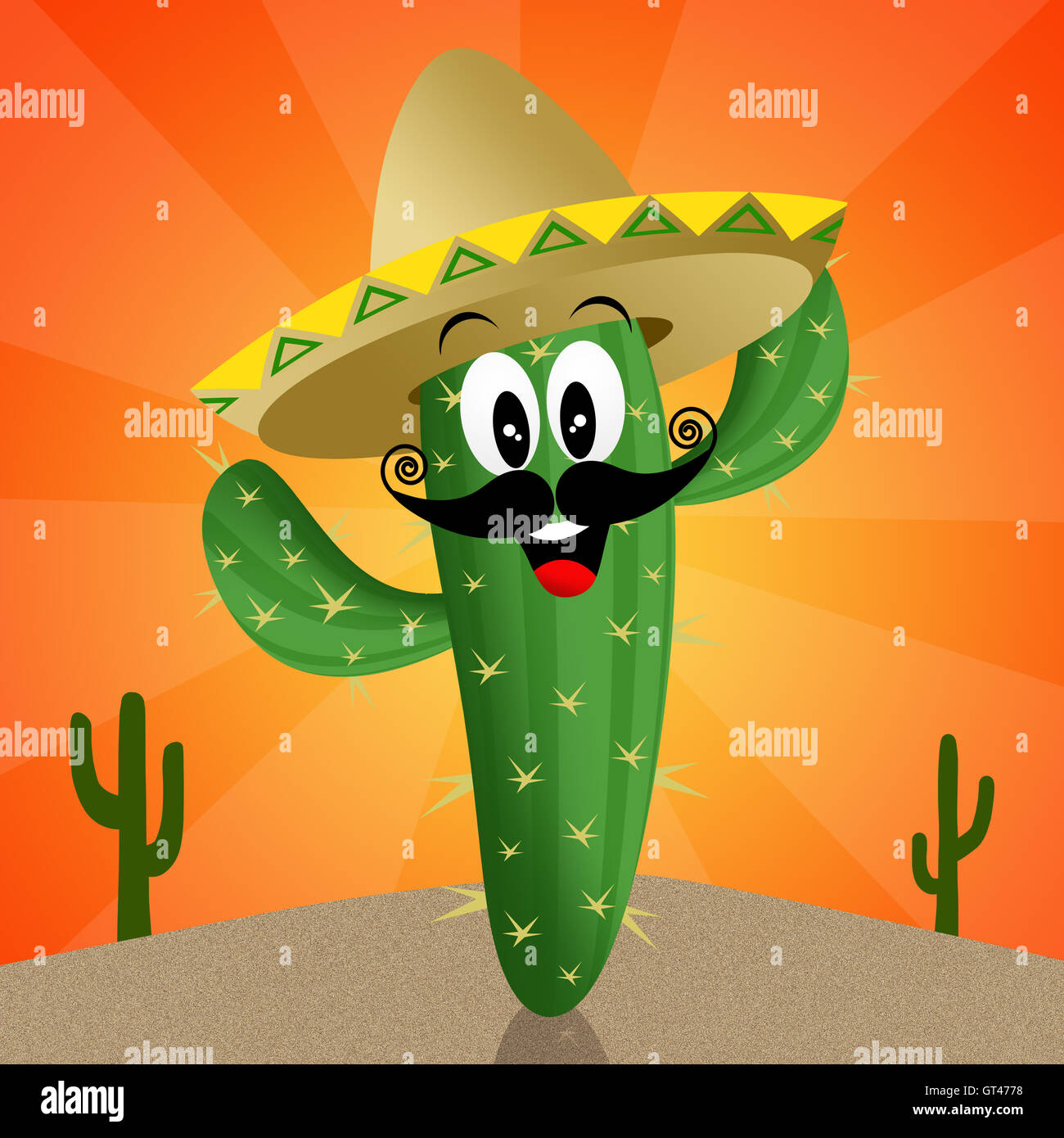 Kaktus mit sombrero Stockfoto