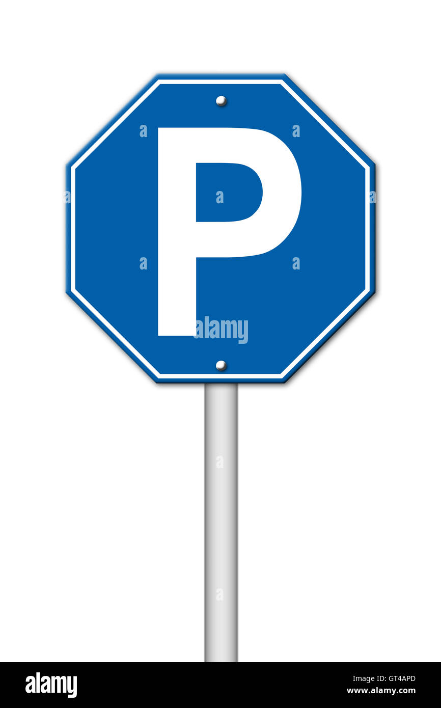 Sechseck-Parkplatz-Schild Stockfoto