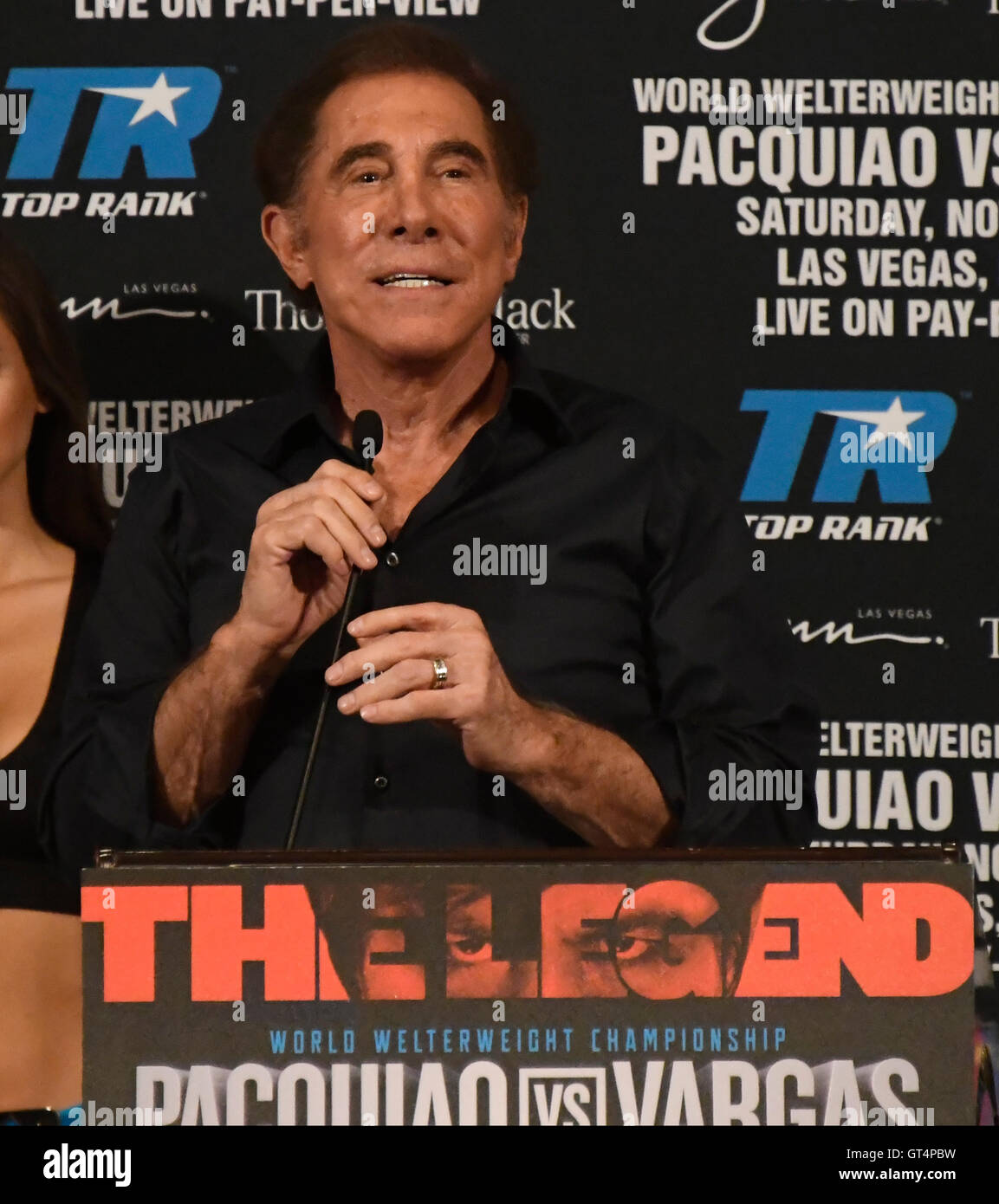 Las Vegas Casino-Besitzer Steve Wynn spricht über die Manny Pacquiao Vs Jessie Vargas Kampf Donnerstag. 8. Sep, 2016. Die beiden werden am 5. November im Thomas & Mac in Las Vegas NV kämpfen. Foto von gen BlevinsLA täglich NewsZumaPress Credit: gen Blevins/ZUMA Draht/Alamy Live News Stockfoto