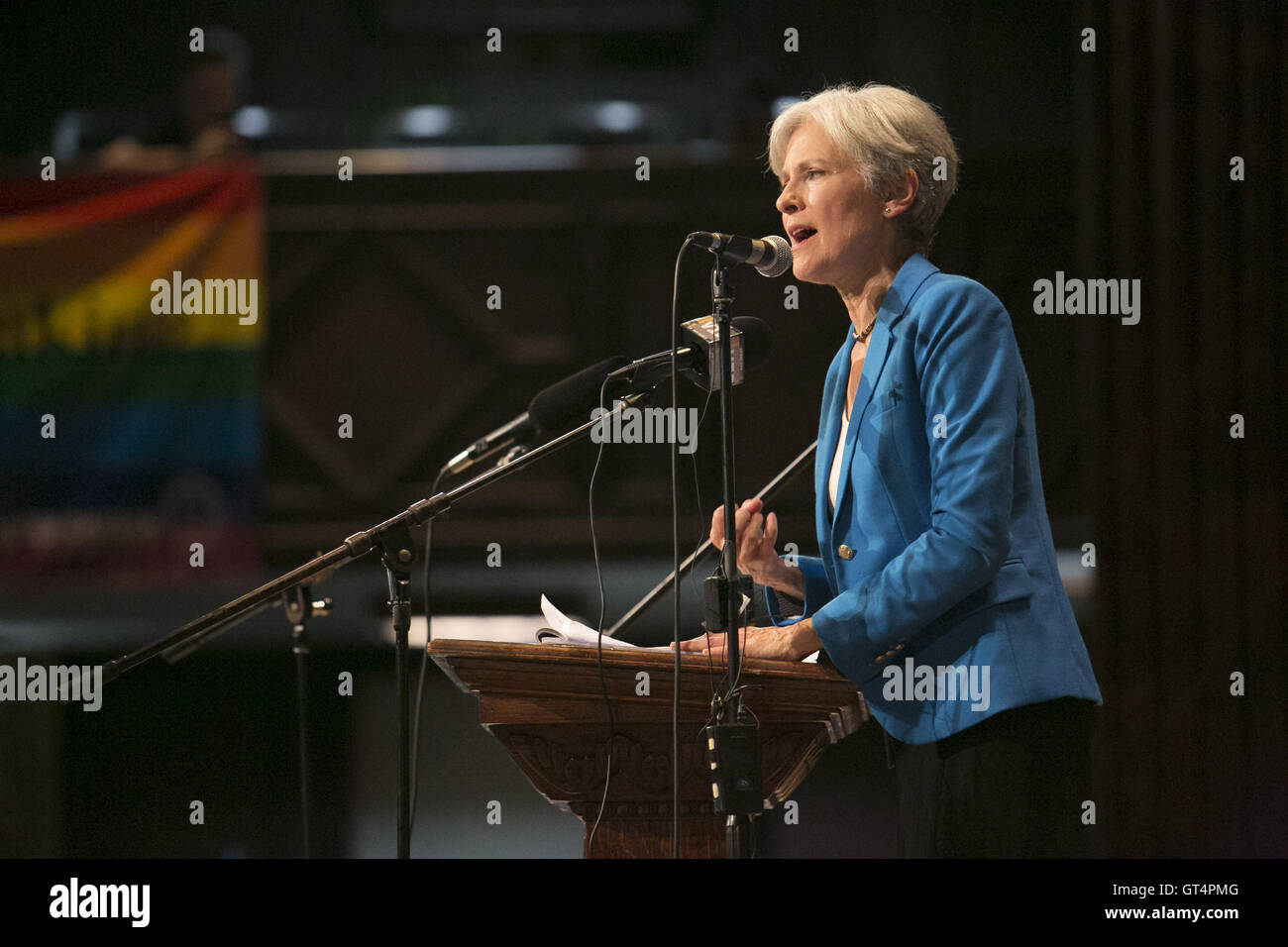 Chicago, Illinois, USA. 8. Sep, 2016. Präsidentschaftskandidat Dr. Jill Stein für die grünen, spricht über ihre Plattform für eine Schar von Anhängern im Preston Bradley Center in Chicago. Bildnachweis: Rick Majewski/ZUMA Draht/Alamy Live-Nachrichten Stockfoto