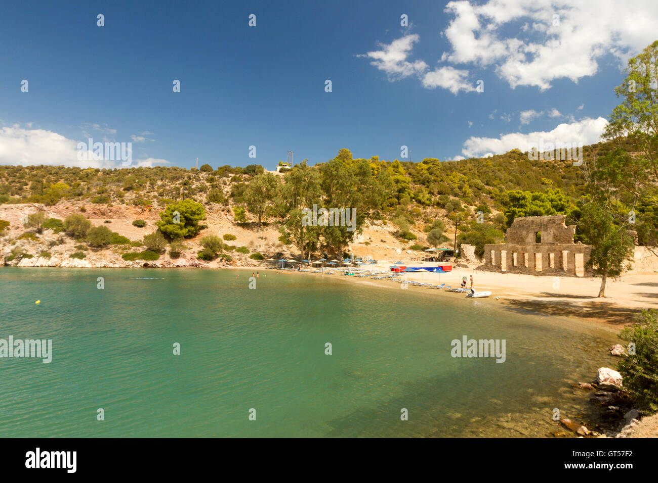 Die Bucht von russischen Naval Dockyard, in Insel Poros, Saronischen Golf, Griechenland. Stockfoto