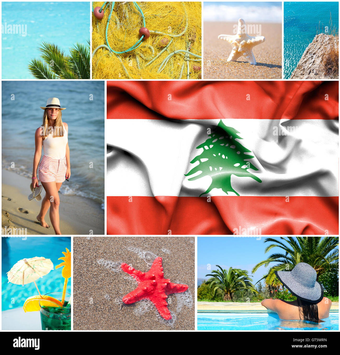 Konzeptuelle Collage der Sommerferien im Libanon Stockfoto
