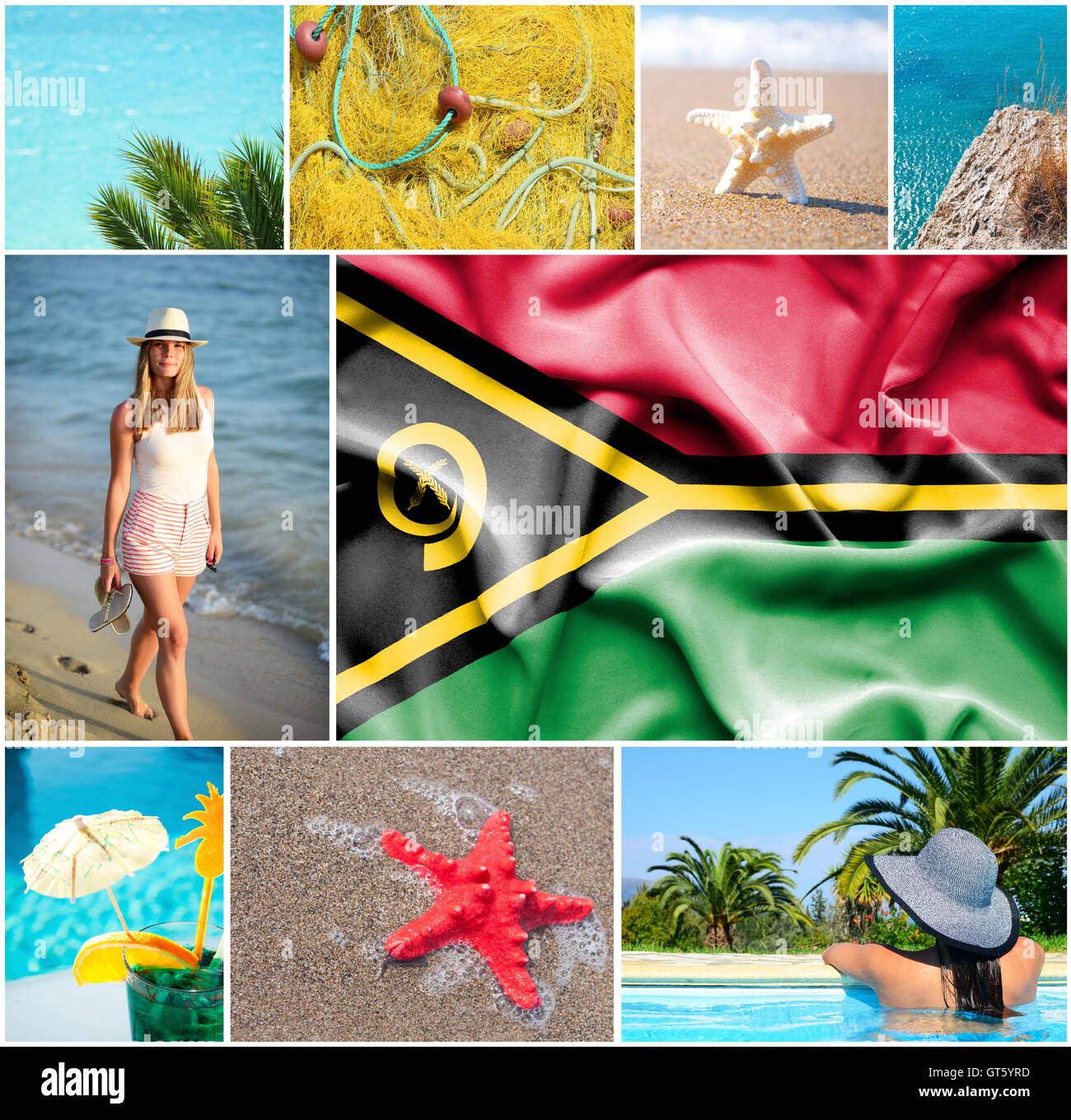 Konzeptuelle Collage der Sommerferien in Vanuatu Stockfoto