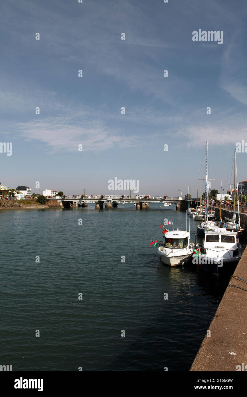 Fluss-Vie-Fluss des Lebens,, St Giles Croix de Vie, Vendee-Frankreich Stockfoto