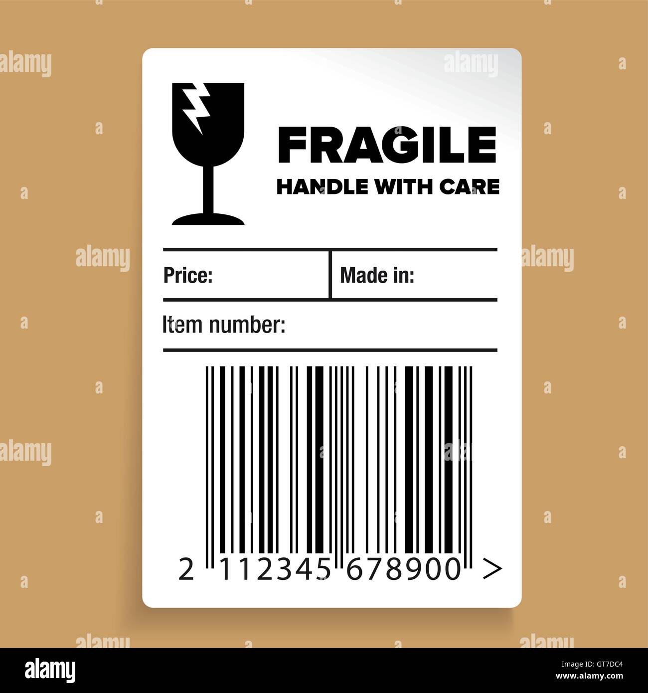 Fragile Barcode-Verpackungen-Etiketten oder Aufkleber Vektor Stock Vektor