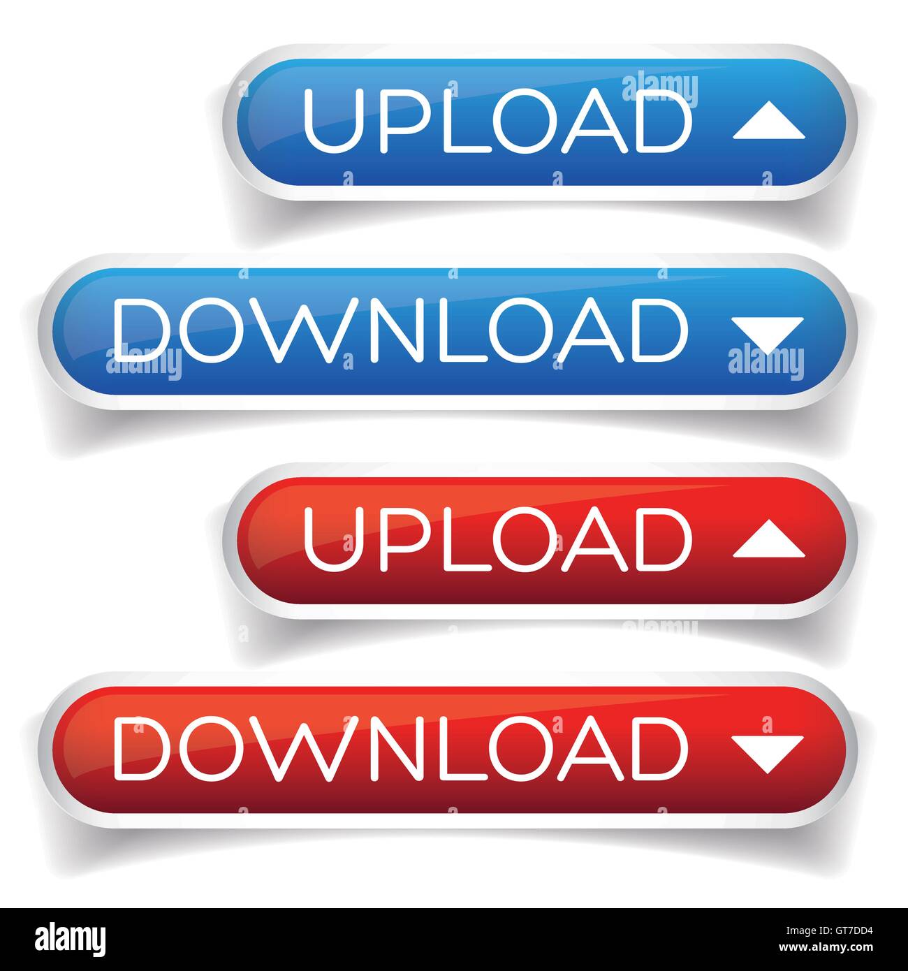Laden Sie Download-Taste rot und blau Stock Vektor