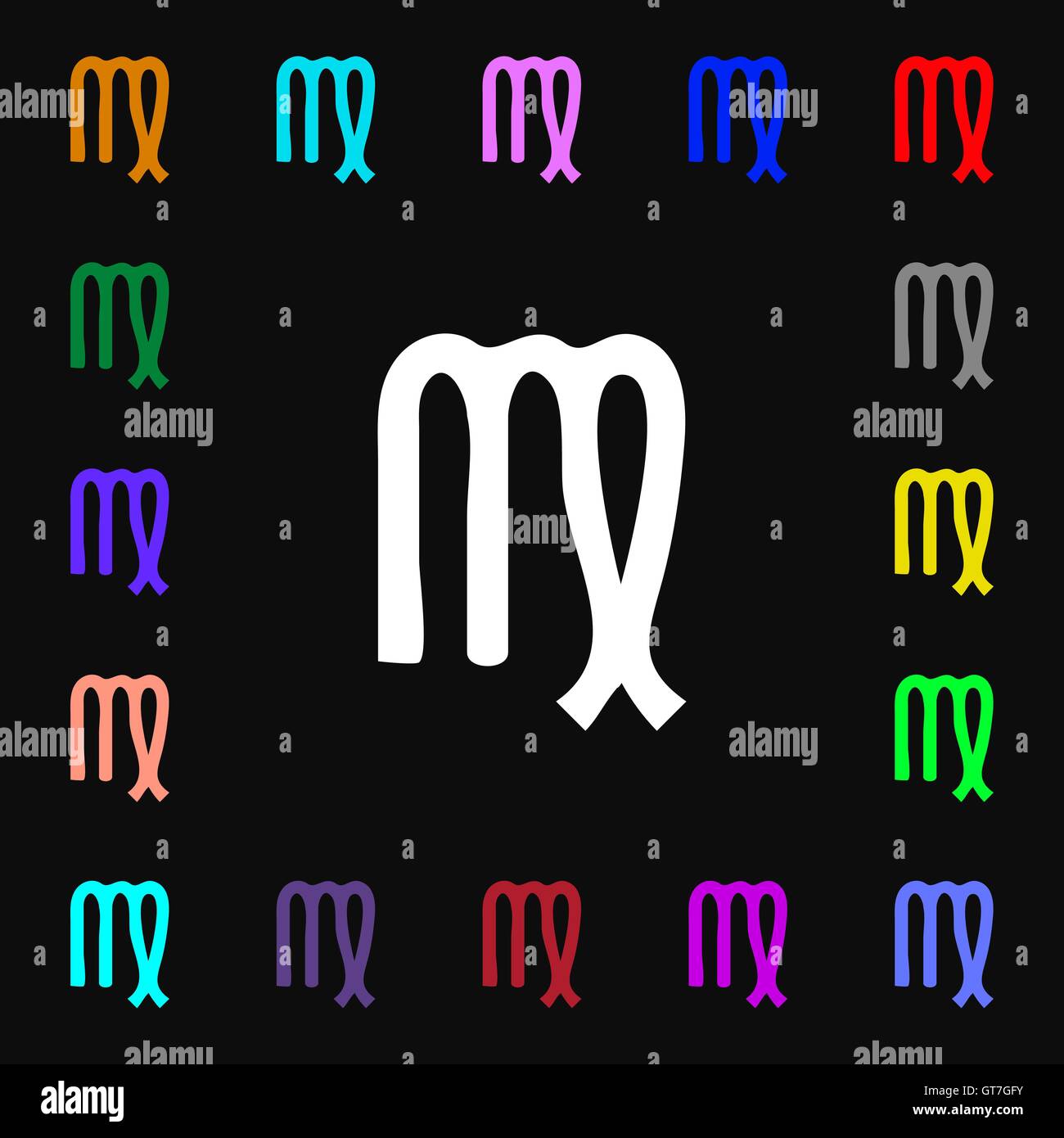 Jungfrau-Symbol Zeichen. Viele bunte Symbole für Ihr Design. Vektor Stock Vektor