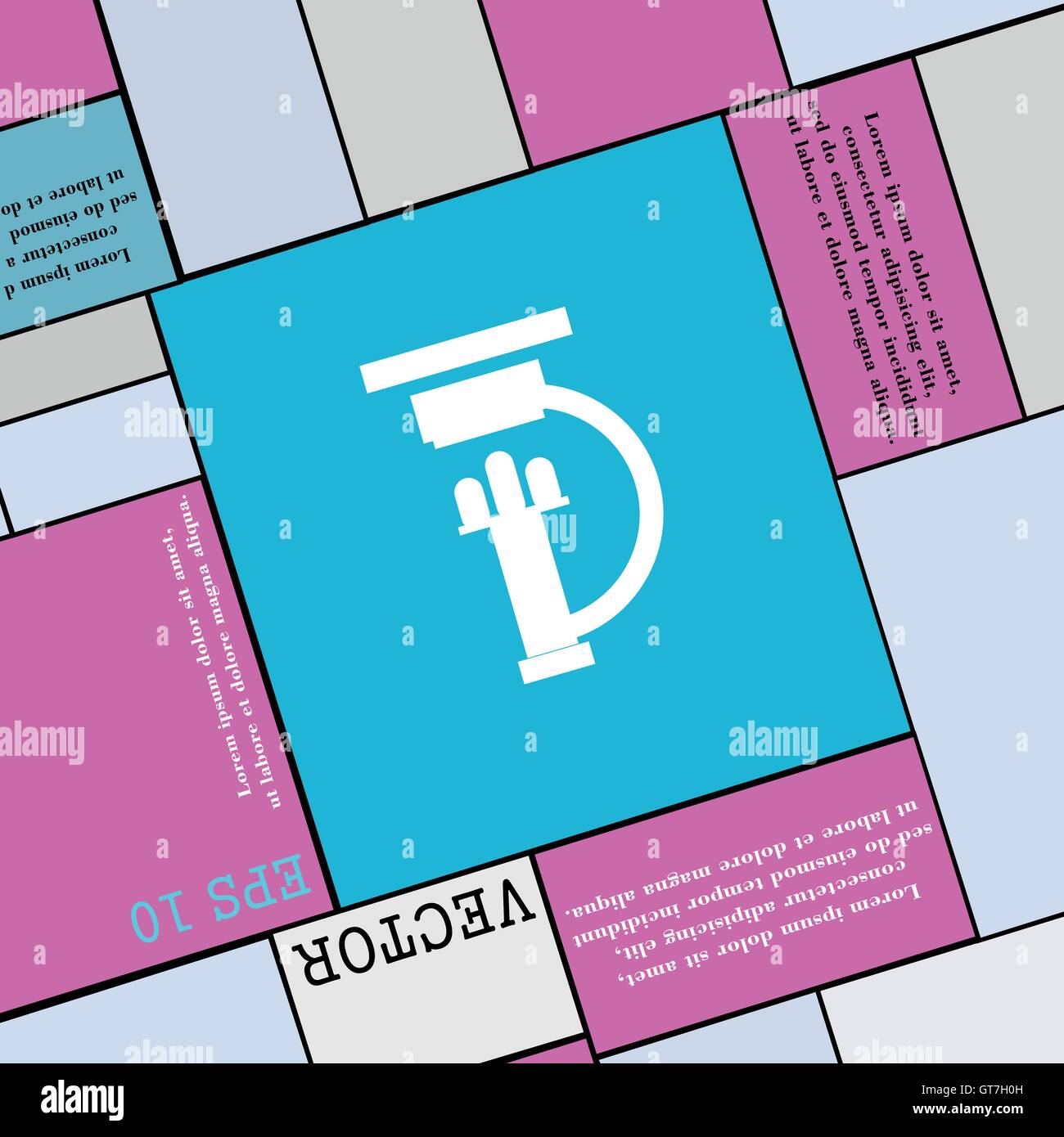 Mikroskop-Symbol Zeichen. Flache Jugendstil für Ihr Design. Vektor Stock Vektor