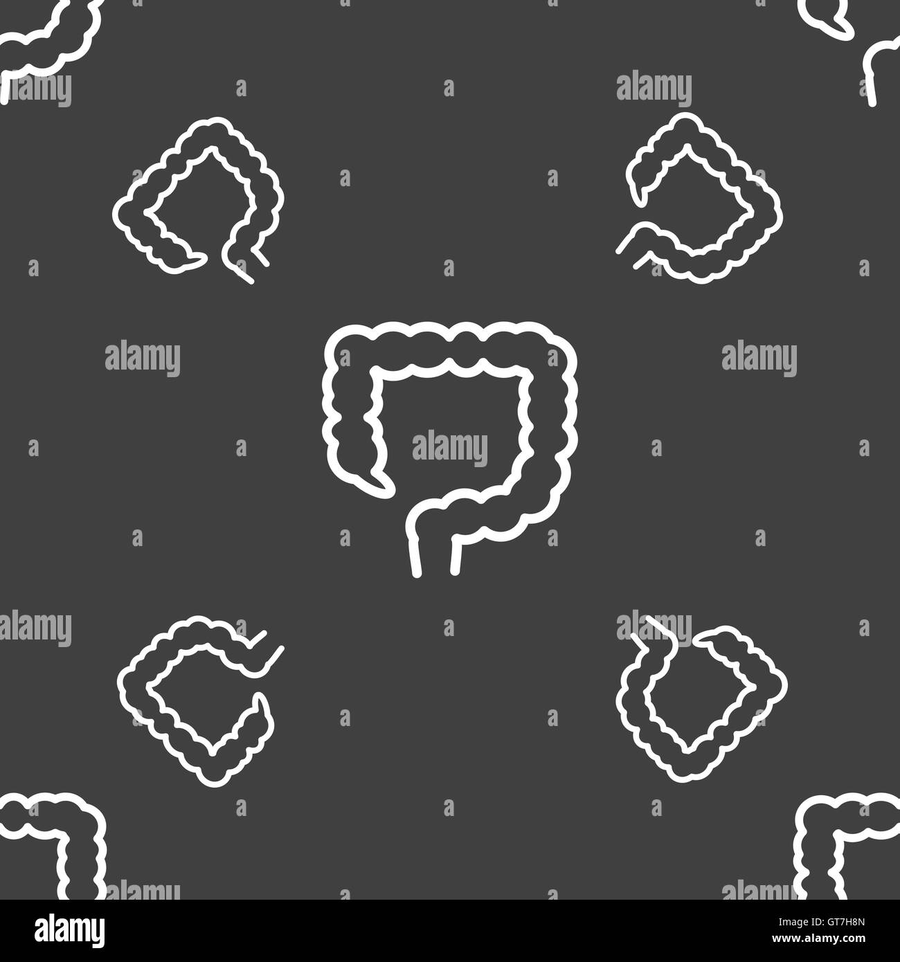 Dickdarm-Zeichen. Nahtlose Muster auf einem grauen Hintergrund. Vektor Stock Vektor