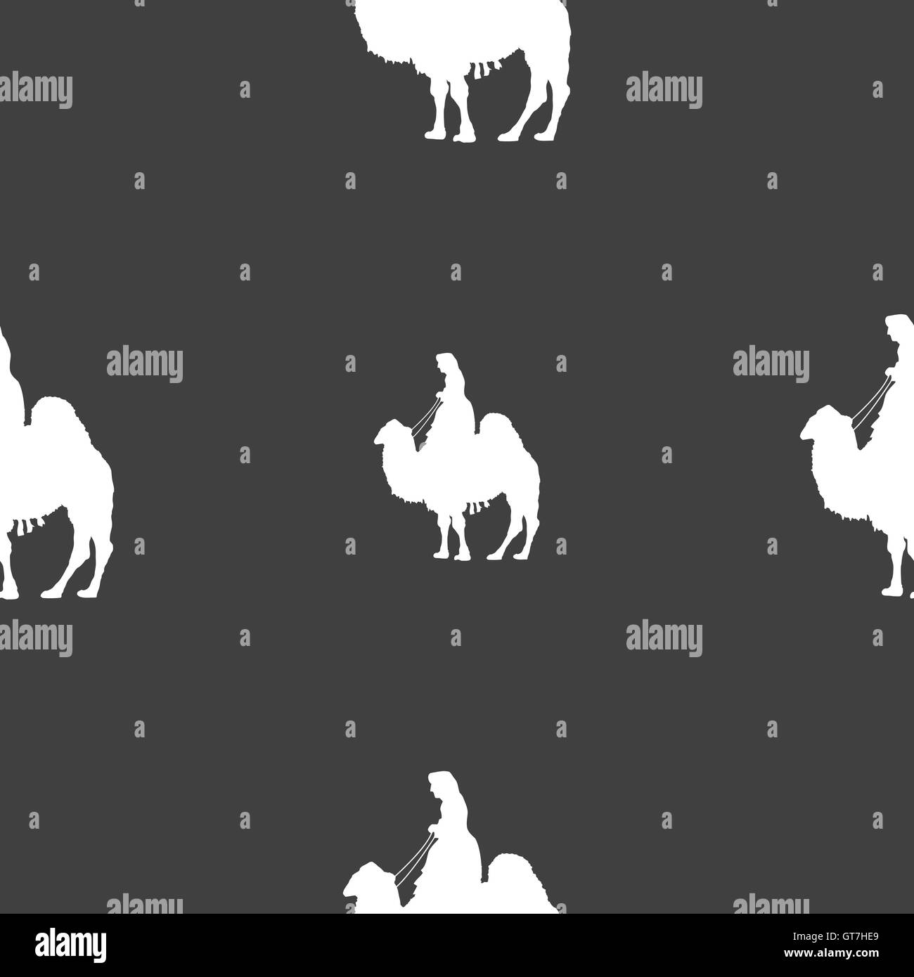 Kamel Zeichen. Nahtlose Muster auf einem grauen Hintergrund. Vektor Stock Vektor