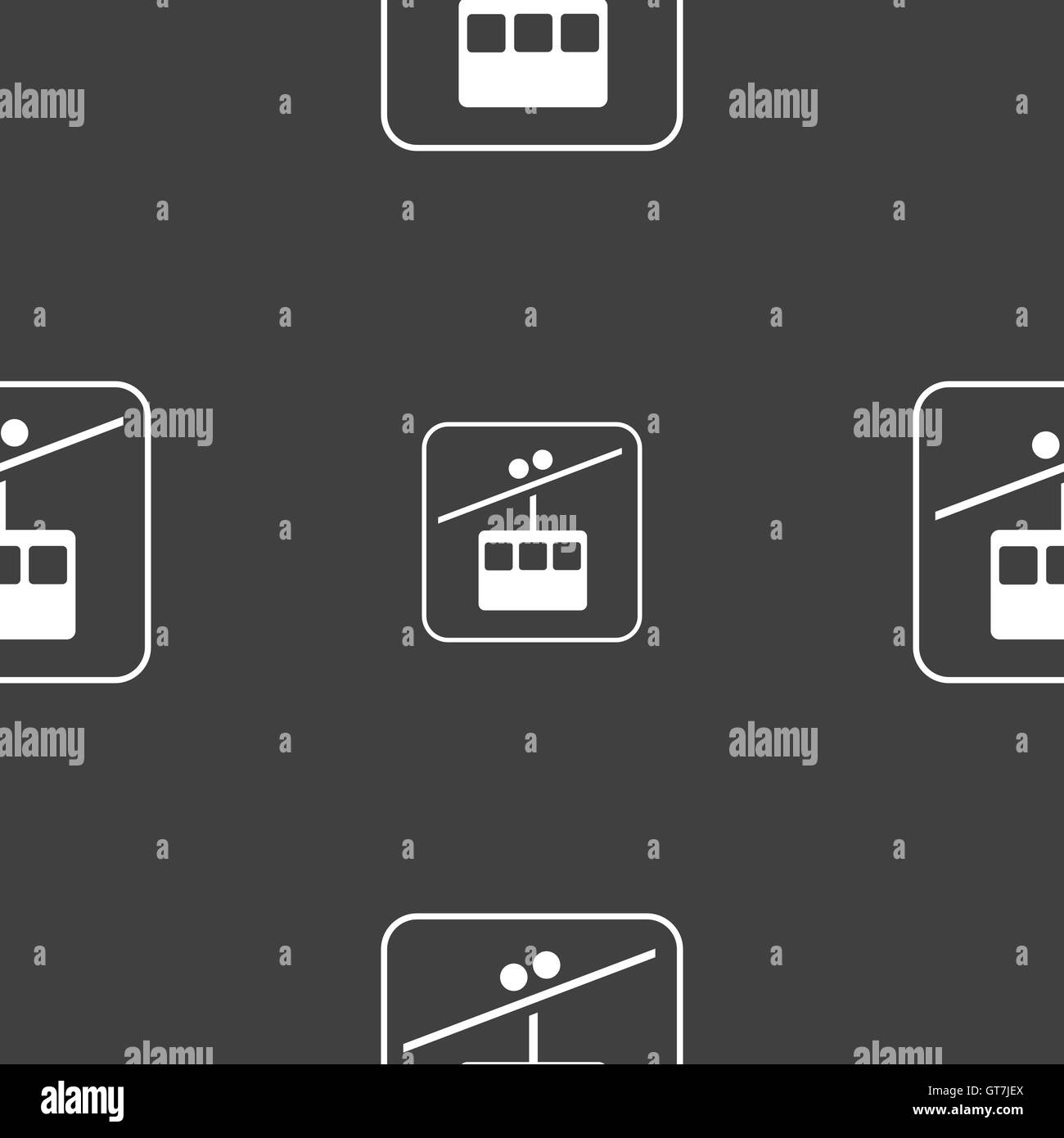 Seilbahn-Zeile-Zeichen. Nahtlose Muster auf einem grauen Hintergrund. Vektor Stock Vektor