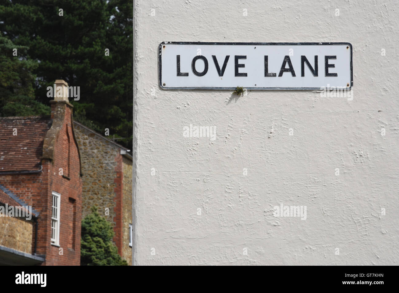Liebe Lane, Straßenschild, Ilminster, Somerset UK Stockfoto