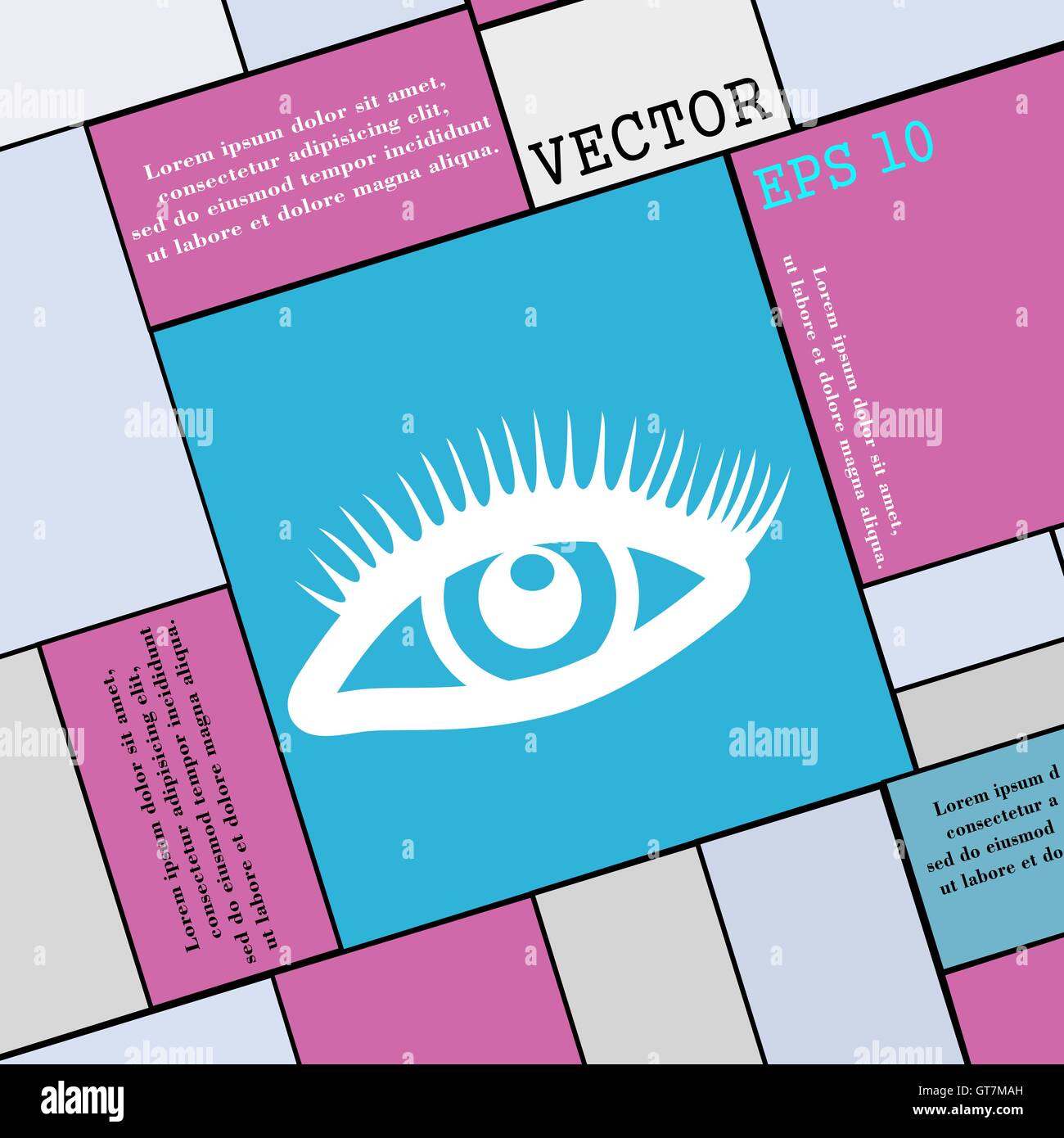 Wimpern-Symbol Zeichen. Flache Jugendstil für Ihr Design. Vektor Stock Vektor