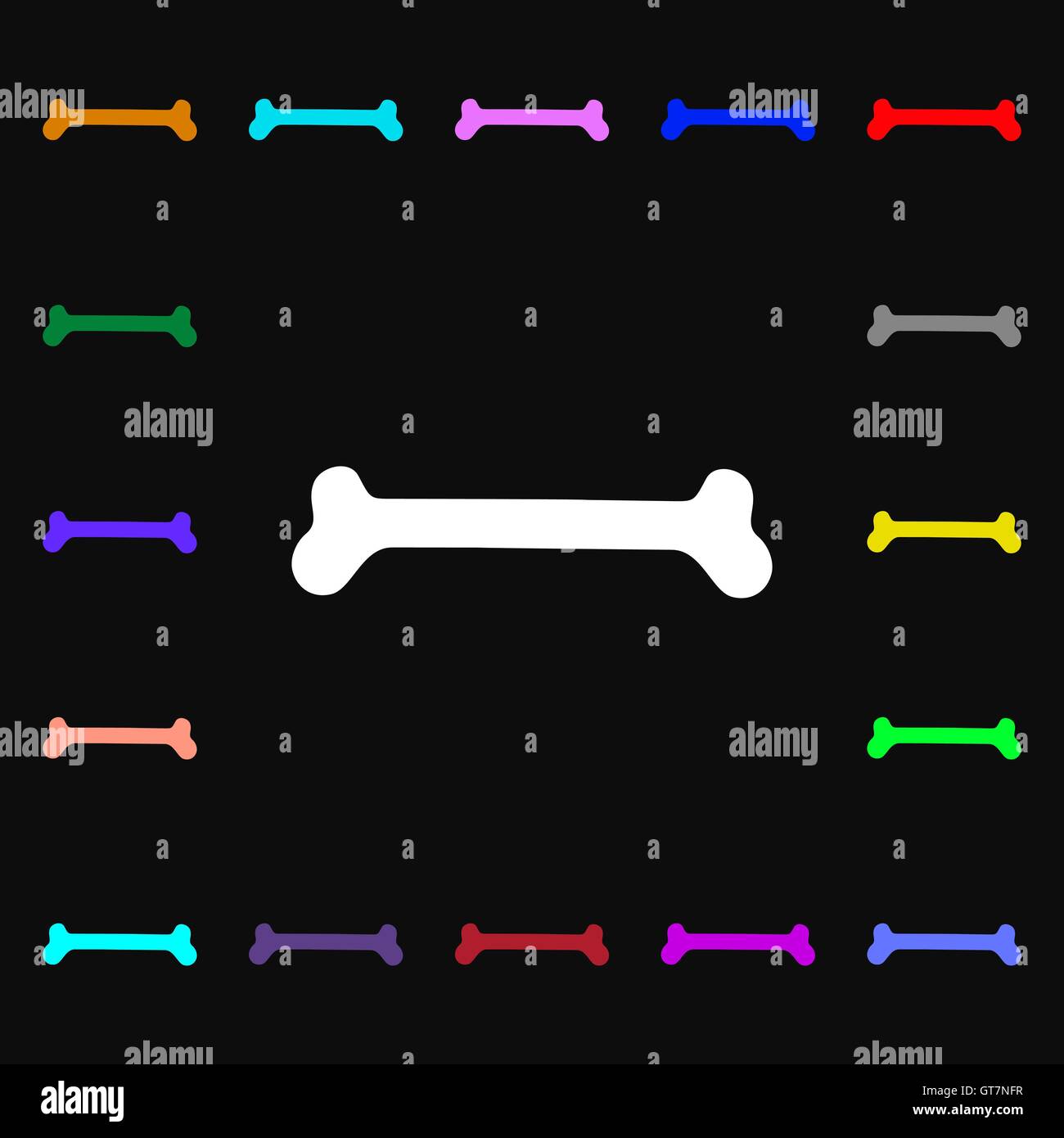 Hund Knochen Symbol Zeichen. Viele bunte Symbole für Ihr Design. Vektor