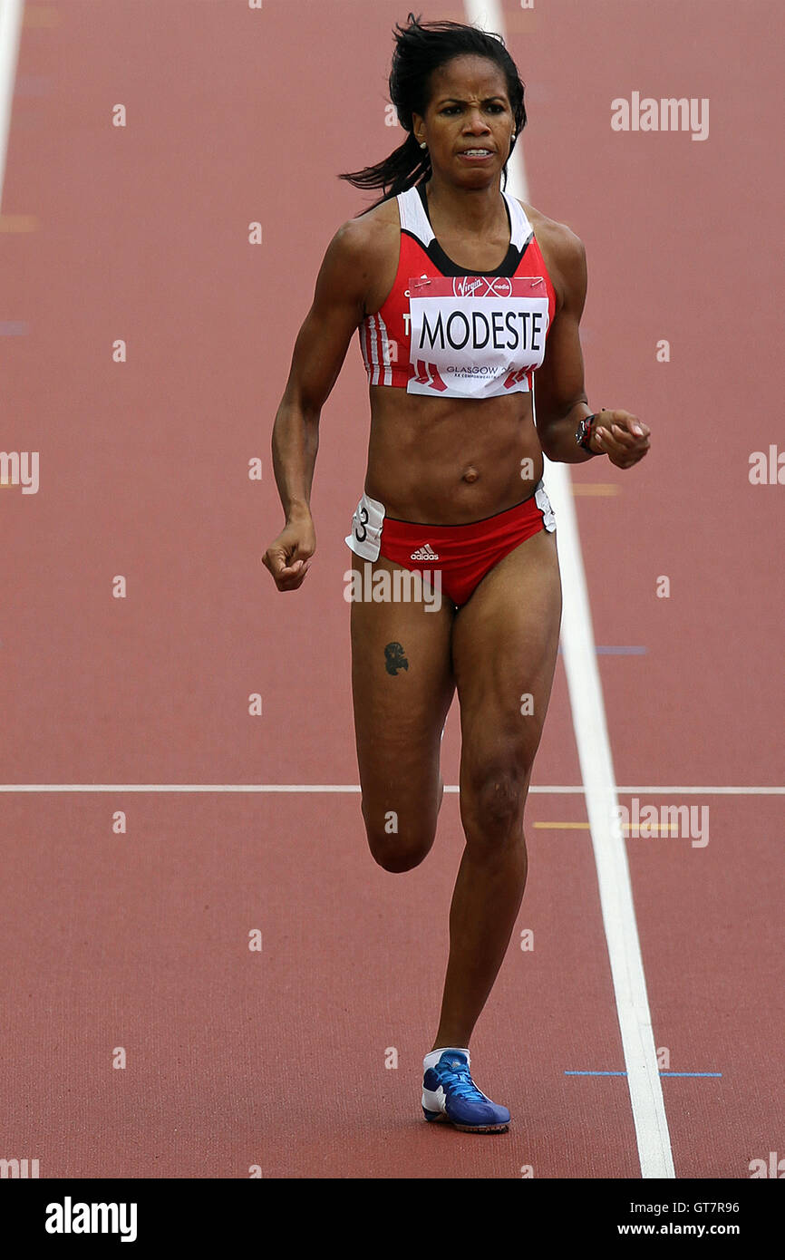 Romona MODESTE & Tobago Trinidad in der Leichtathletik Leichtathletik Frauen 400m Runde 1 im Hampden Park, im Jahr 2014 Commonwealth Spiele Glasgow Stockfoto