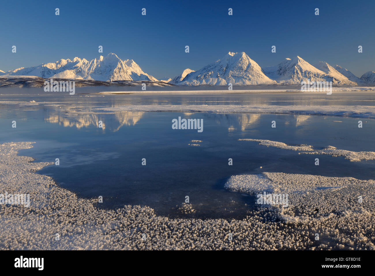 Winter-Szene, Lyngen Alpen Breivikeidet, Troms, Norwegen Stockfoto