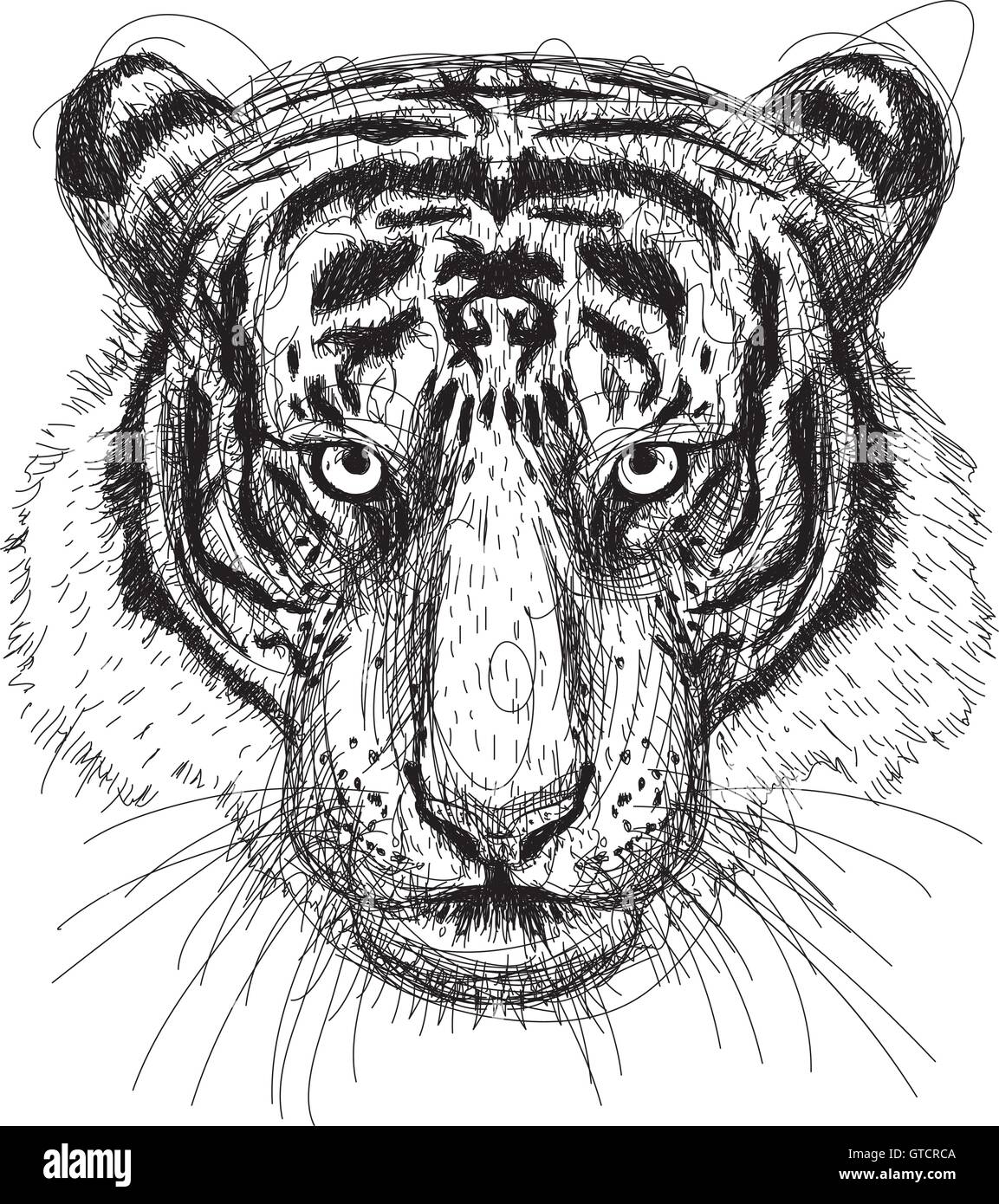 Tiger Head lückenhaft, Vektor Kunst Tiger Fadenkopf. Stock Vektor