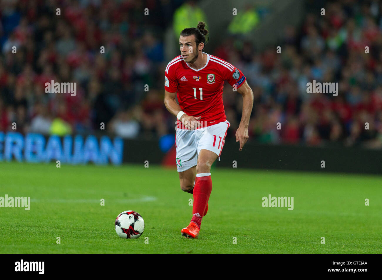 Walisischer Fußballspieler Gareth Bale für Wales-Fußball-Nationalmannschaft im Einsatz. Stockfoto
