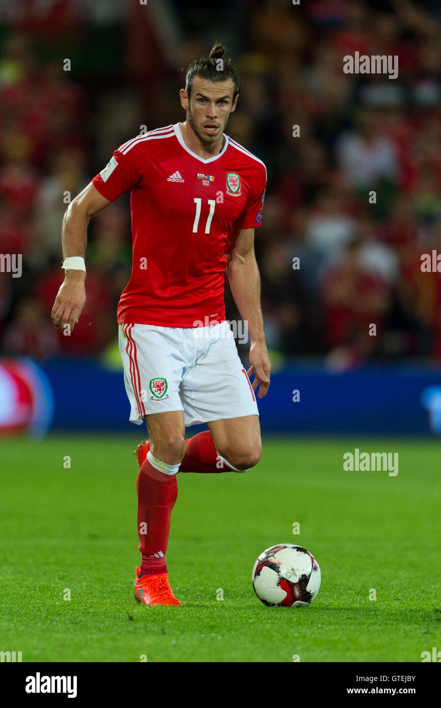 Walisischer Fußballspieler Gareth Bale für Wales-Fußball-Nationalmannschaft im Einsatz. Stockfoto