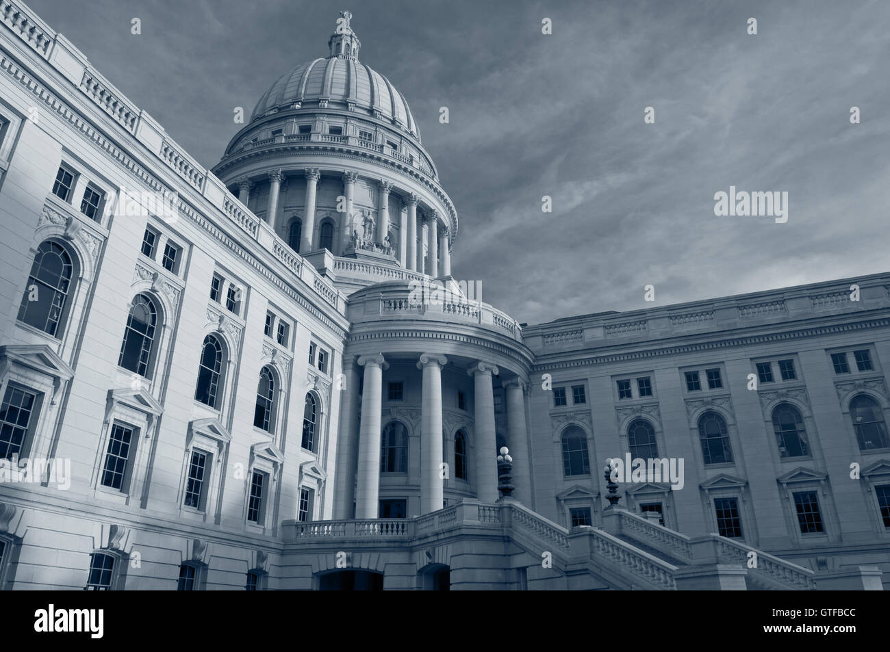 Kapitol Gebäude, Madison. Bild des State Capitol Gebäude in Madison, Wisconsin, USA. Stockfoto
