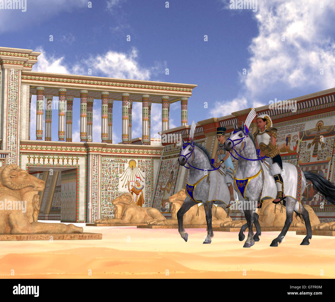 Ägyptische Adel auf dem Pferderücken Stockfoto