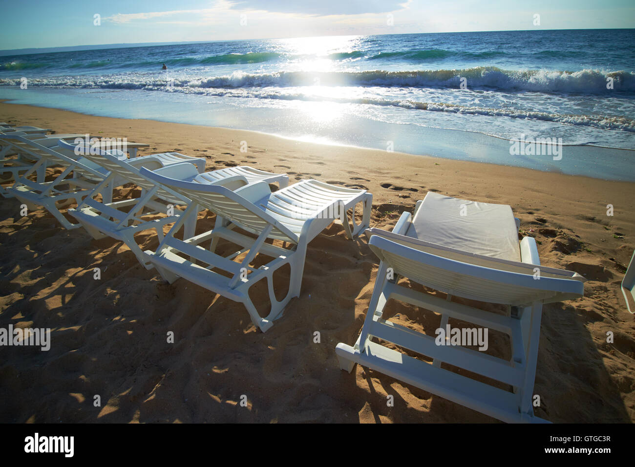 Sonnenaufgang am Strand Stockfoto